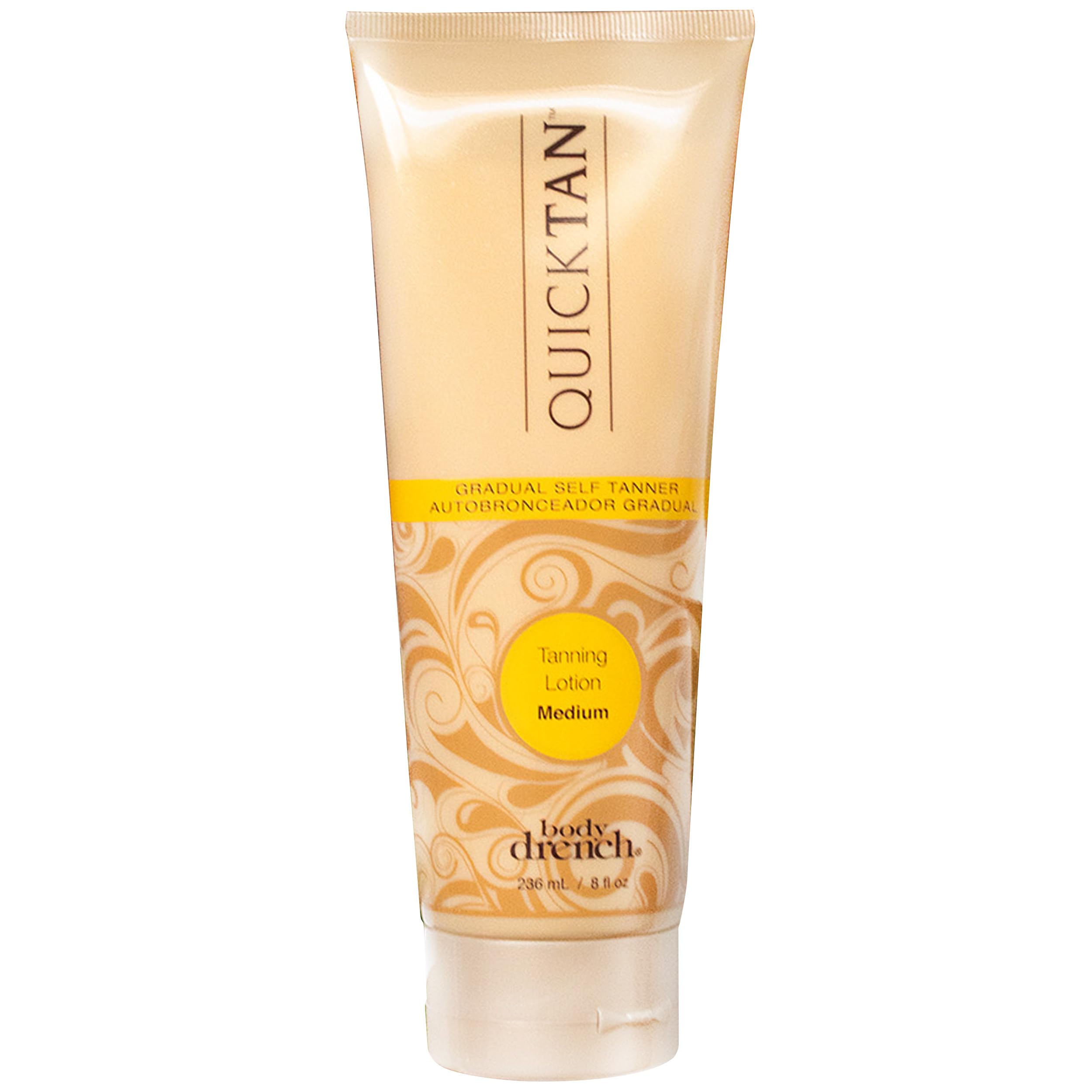 Body Drench Quick Tan Gradual Tanning Lotion - Medium 8 Fl Oz | Self Tanner & Sunless Bronzer for Streak-Free, Mess-Free Tan | Perfect for Pre-Vacation Glow & Everyday Natural Tanning