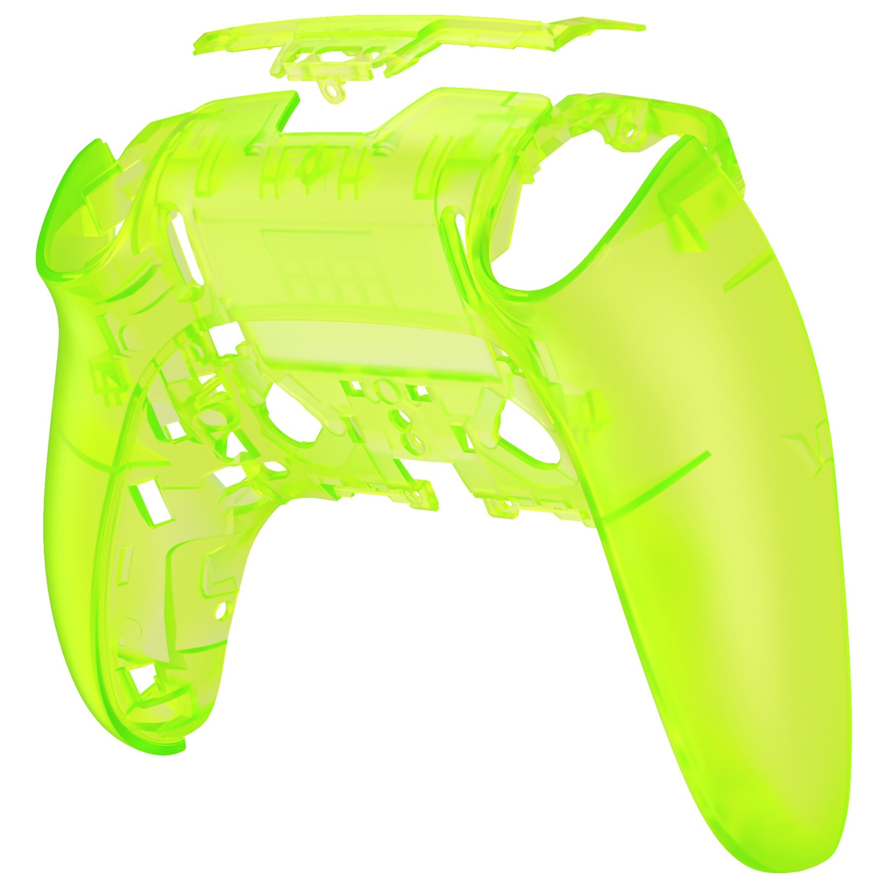 eXtremeRate Clear Lime Green Replacement Back Housing Bottom Shell for PS5 Edge Controller - Durable & Customizable Gaming Accessory for Enhanced Grip and Comfort