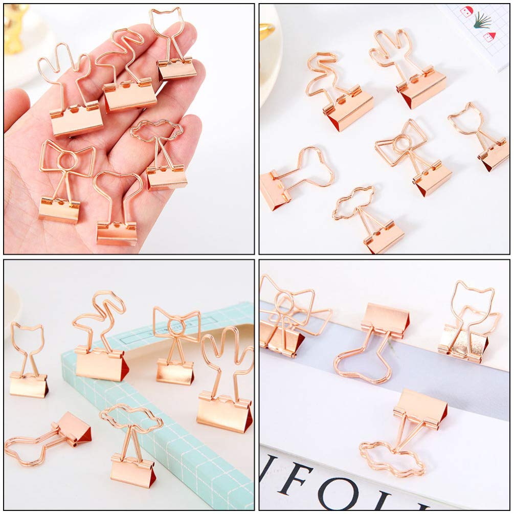 Rose Gold Heart Shaped Metal Binder Clips - 20 Pack of Decorative Paper Clamps for Office, School, and Home Organization | NUOBESTY File Clips for Documents, Photos, and Craft Projects