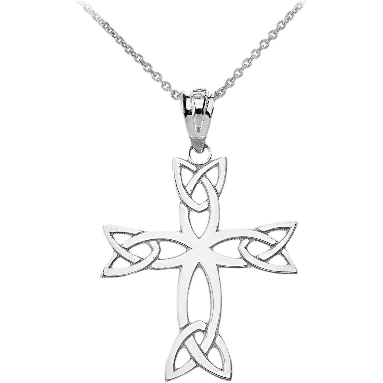 925 Sterling Silver Celtic Cross Trinity Knot Irish Charm Pendant Necklace for Women - Elegant Religious Jewelry Gift for Christmas, Baptism & Special Occasions