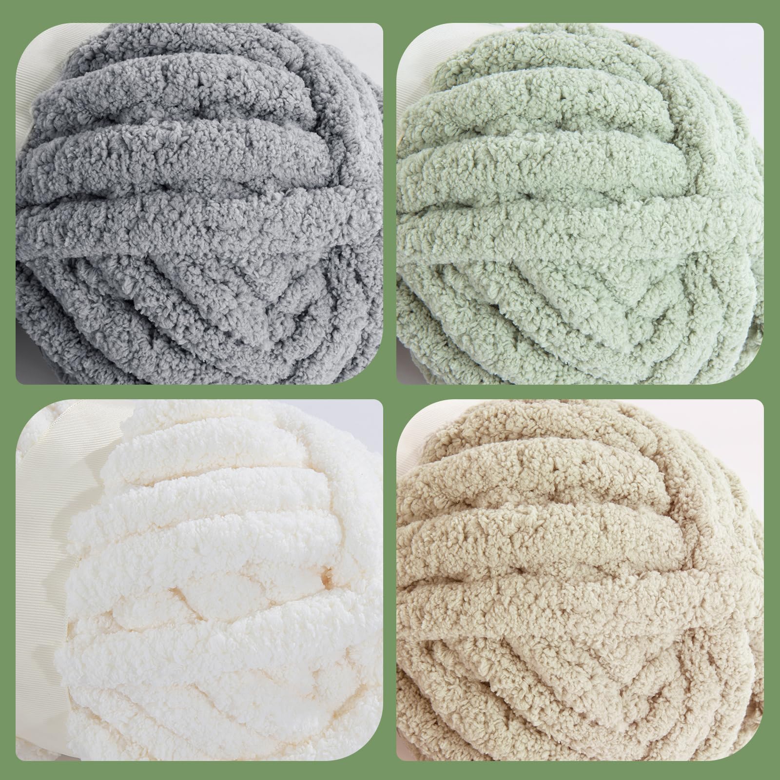 HOMBYS 8 Pack Assorted Chunky Yarn for Crocheting & Knitting - Super Bulky Soft Fluffy Plush Fuzzy Chenille Yarn (27yds, 8oz Each) - Perfect for Hand Knitting, Arm Knitting, Blankets & DIY Crafts