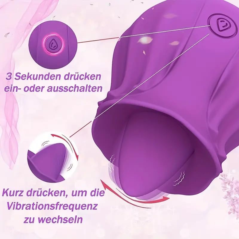 3-in-1 Rose Shape Adult Toy with Tongle Licking, Thrusting & Vibration - Easy to Use Pleasure Device for Couples & Solo Play - Sensual Massager for Bedroom Fun & Romantic Nights