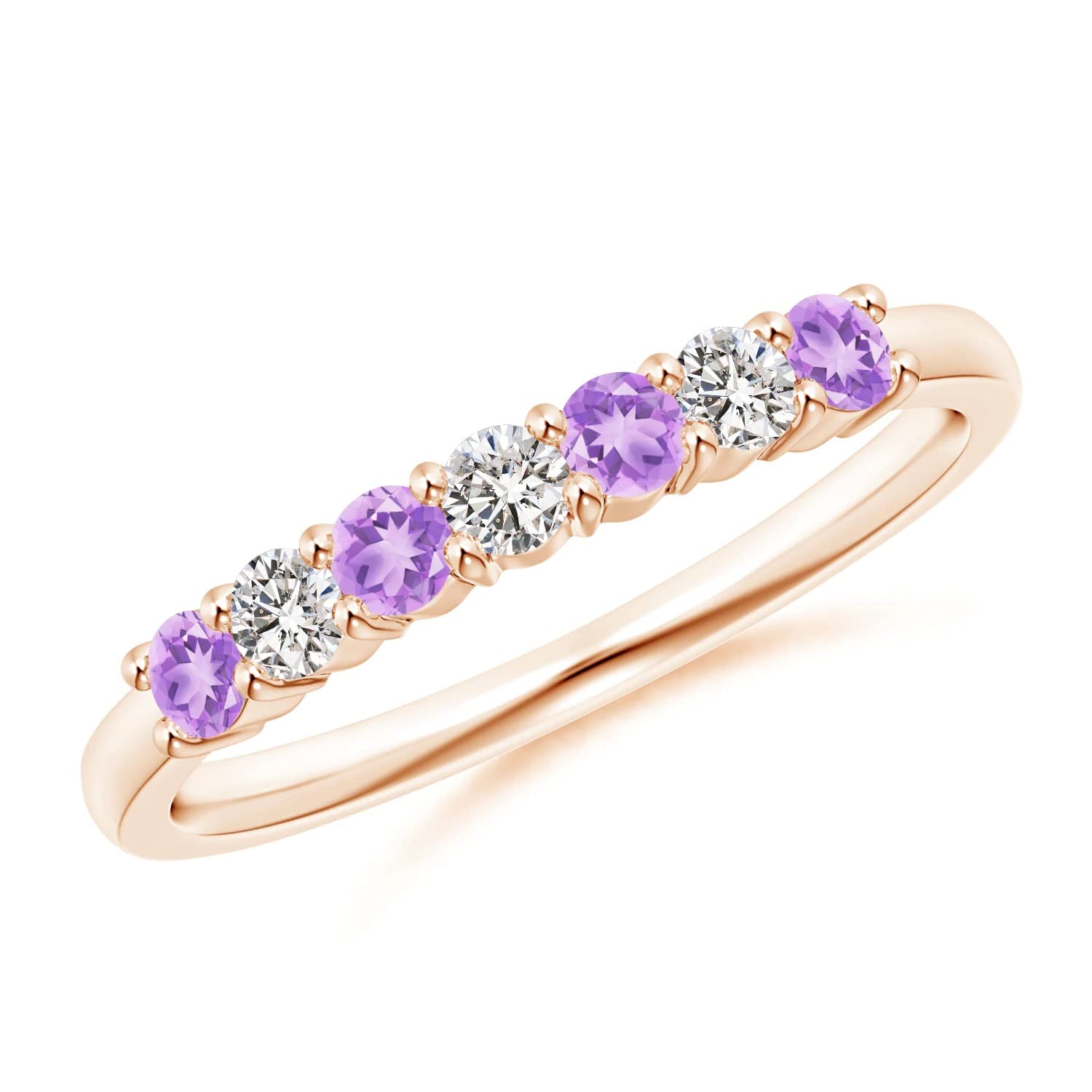 0.80 Carat Amethyst Gemstone 10K White Gold Engagement Ring for Women - Elegant Round Cut Wedding Band, Perfect for Proposals, Anniversaries & Special Occasions
