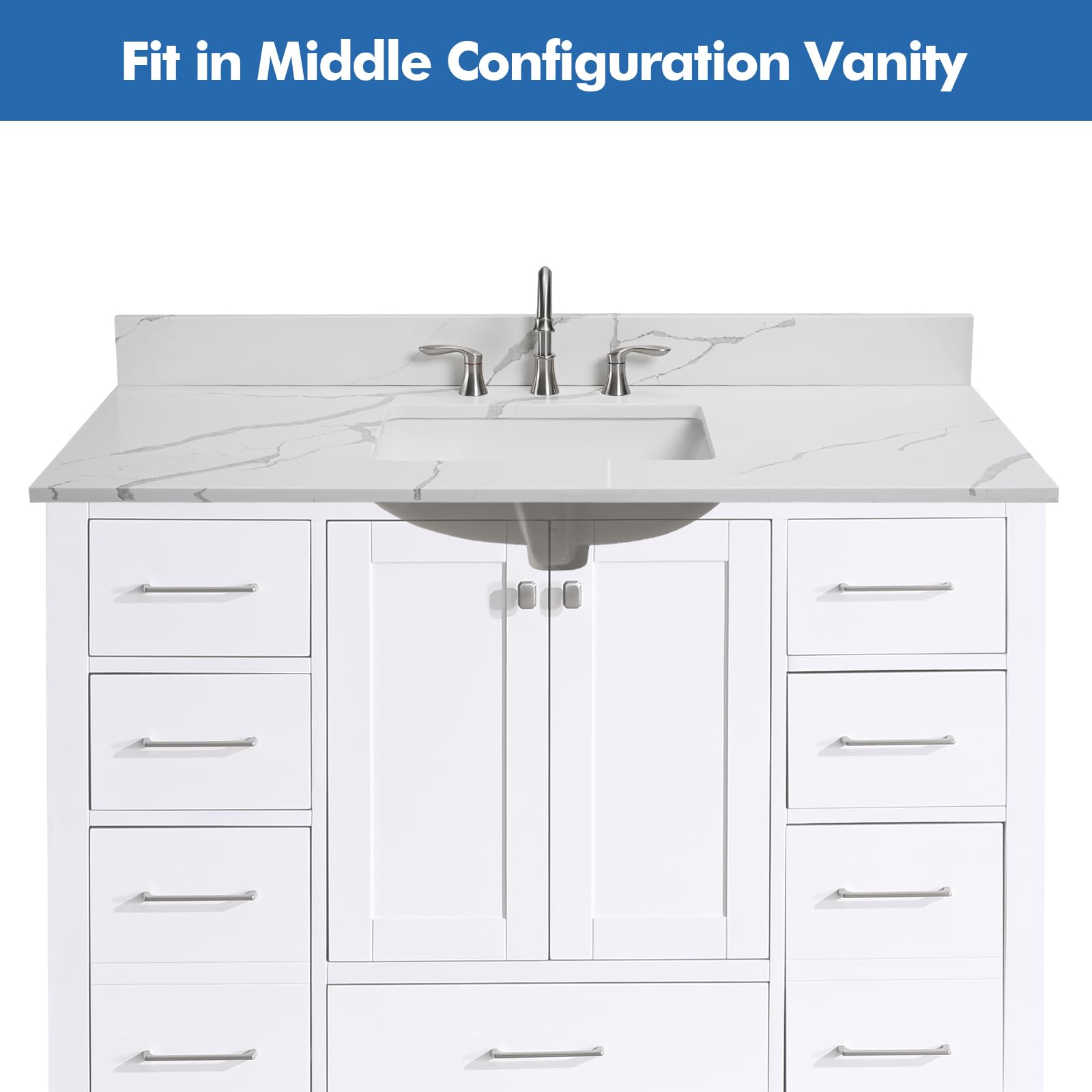 Calacatta Quartz Vanity Top with Sink - 48