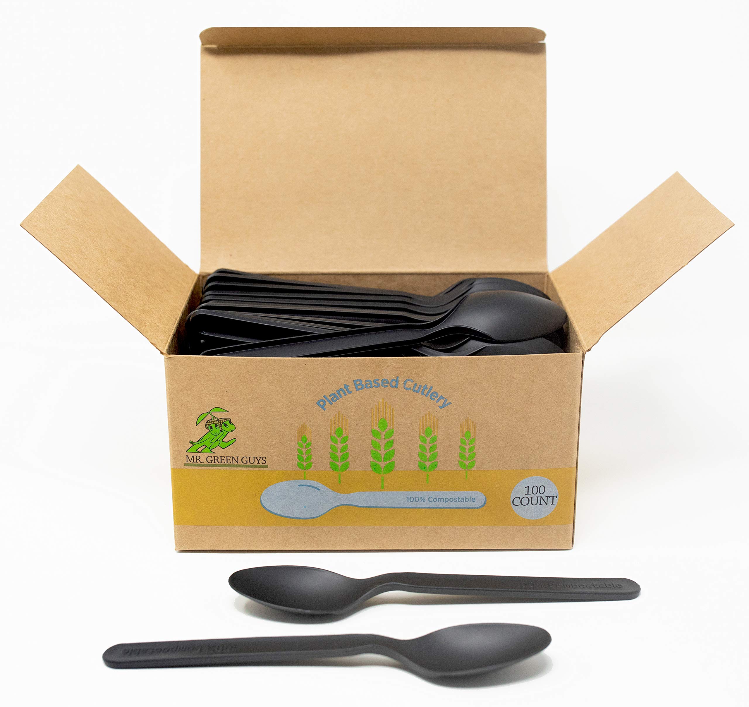 Eco-Friendly Compostable Heavyweight Disposable Spoons - 100 Count CPLA Cutlery Made from Cornstarch | Biodegradable Utensils for Parties, Picnics, Catering & Zero Waste Living