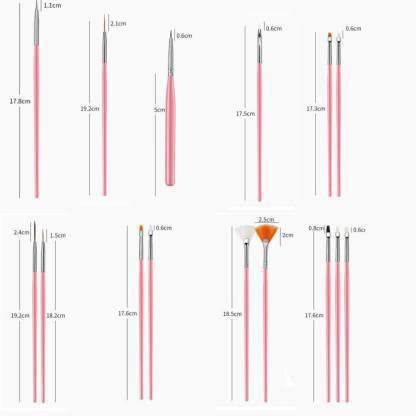 SUNISA 15-Piece Pink Nail Art Brush Set - Professional Acrylic Nail Design Painting Tools with Fine Tip Brushes & Drawing Pens for Salon, DIY Manicure & Nail Polish Art | Perfect for Beginners & Experts