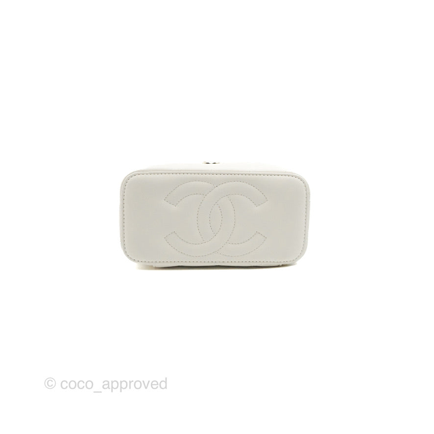 Chanel Ball Crush Vanity Bag with Chain - White Lambskin Leather & Gold Hardware - Luxury Crossbody Clutch for Women, Perfect for Evening Parties & Special Occasions