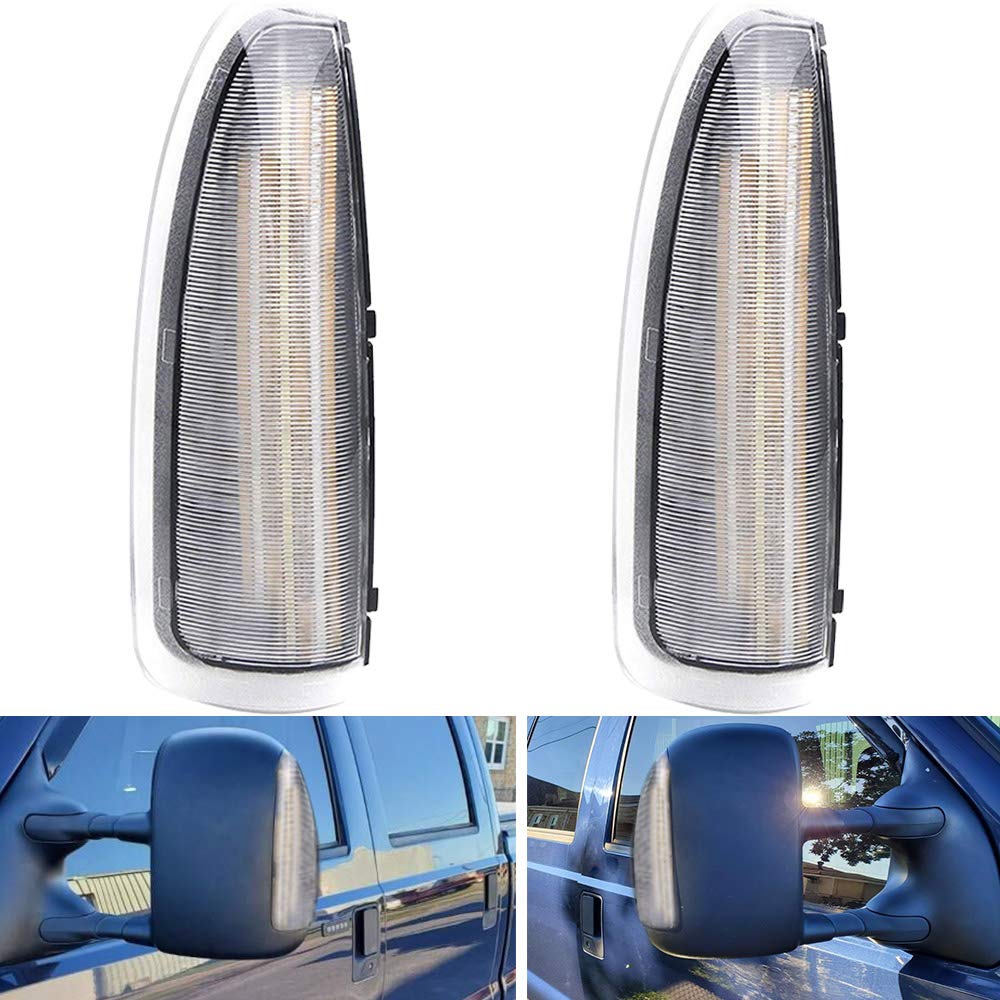 NJSBYL Switchback LED Side Mirror Marker Light Kit - Clear Lens, Amber Turn Signal & White Parking Light for 2003-2007 Ford F250 F350 F450 F550 F650 Super Duty & 2000-2005 Ford Excursion - Upgrade Truck Visibility & Safety for Night Driving & Off-Road Adventures