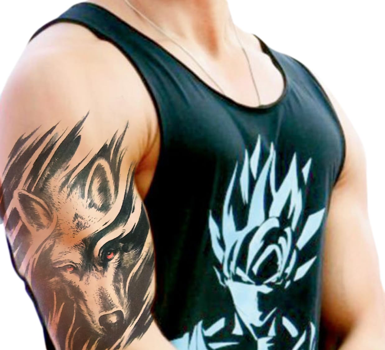 Waterproof Temporary Tattoo Stickers for Men & Women - 3D Realistic Flower, Butterfly, Star, Angel, Wolf Designs - Armband & Word Tattoos (21x15cm) - Perfect for Parties, Halloween, Cosplay & Body Art