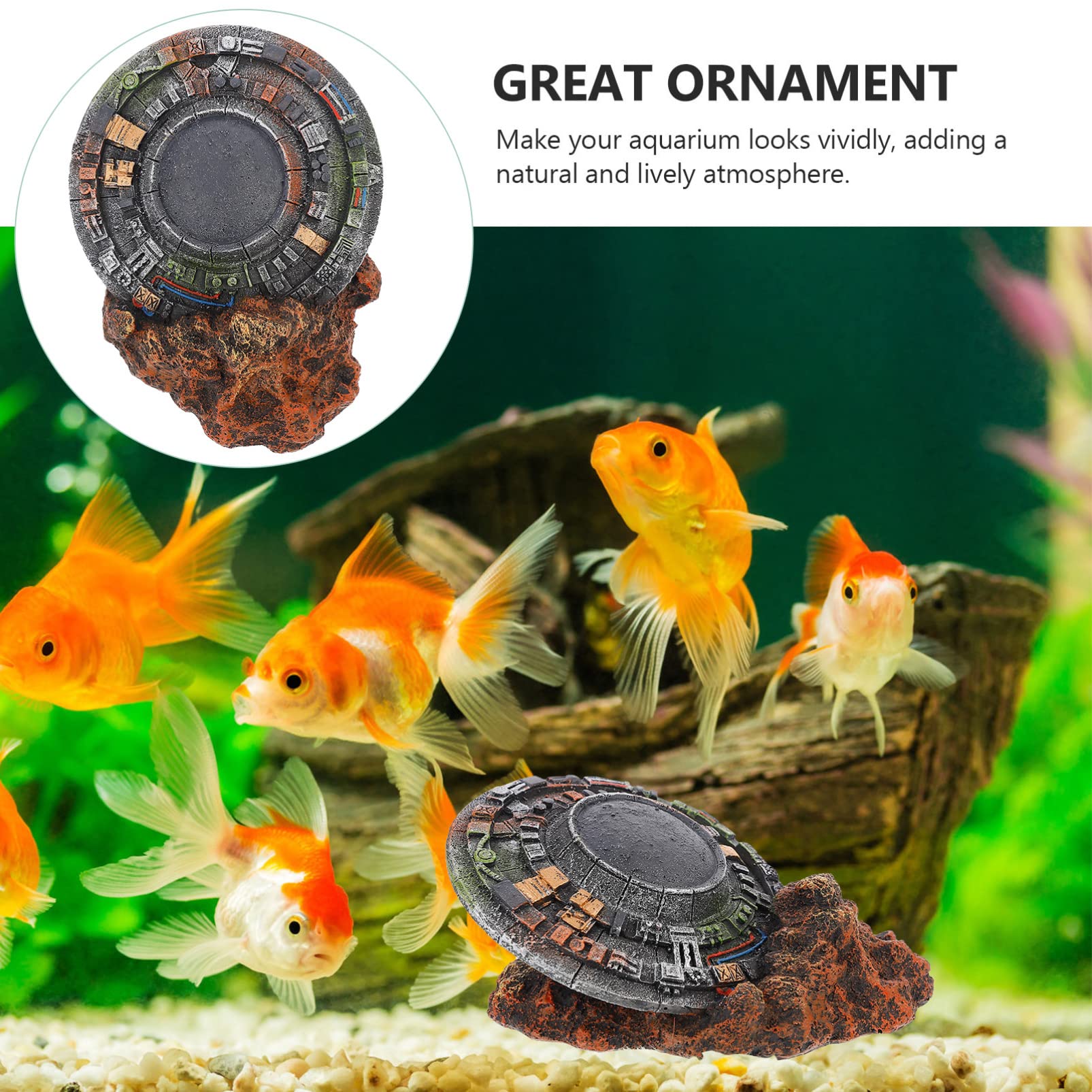 Balacoo Resin UFO Aquarium Ornament - Unique Fish Tank Decor, Micro Landscape Statue for Home & Office Aquariums | Perfect for Tropical Fish Tanks, Betta Fish Habitats & Aquatic Decorations