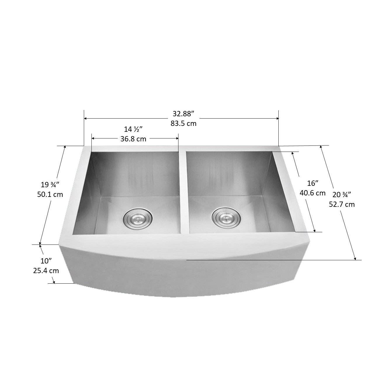 Prestige Series Farmhouse Apron Undermount Stainless Steel 33-Inch 50/50 Double Bowl Kitchen Sink with Grid & Strainer - Perfect for Rustic Kitchens, Food Prep, and Dishwashing