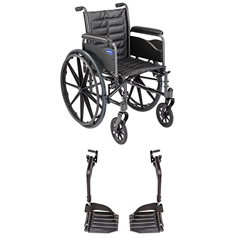 Invacare Tracer EX2 Adult Folding Wheelchair - 16 Inch Seat with Adjustable Footrests & Full Armrests | Lightweight Mobility Aid for Indoor/Outdoor Use, Travel & Daily Activities