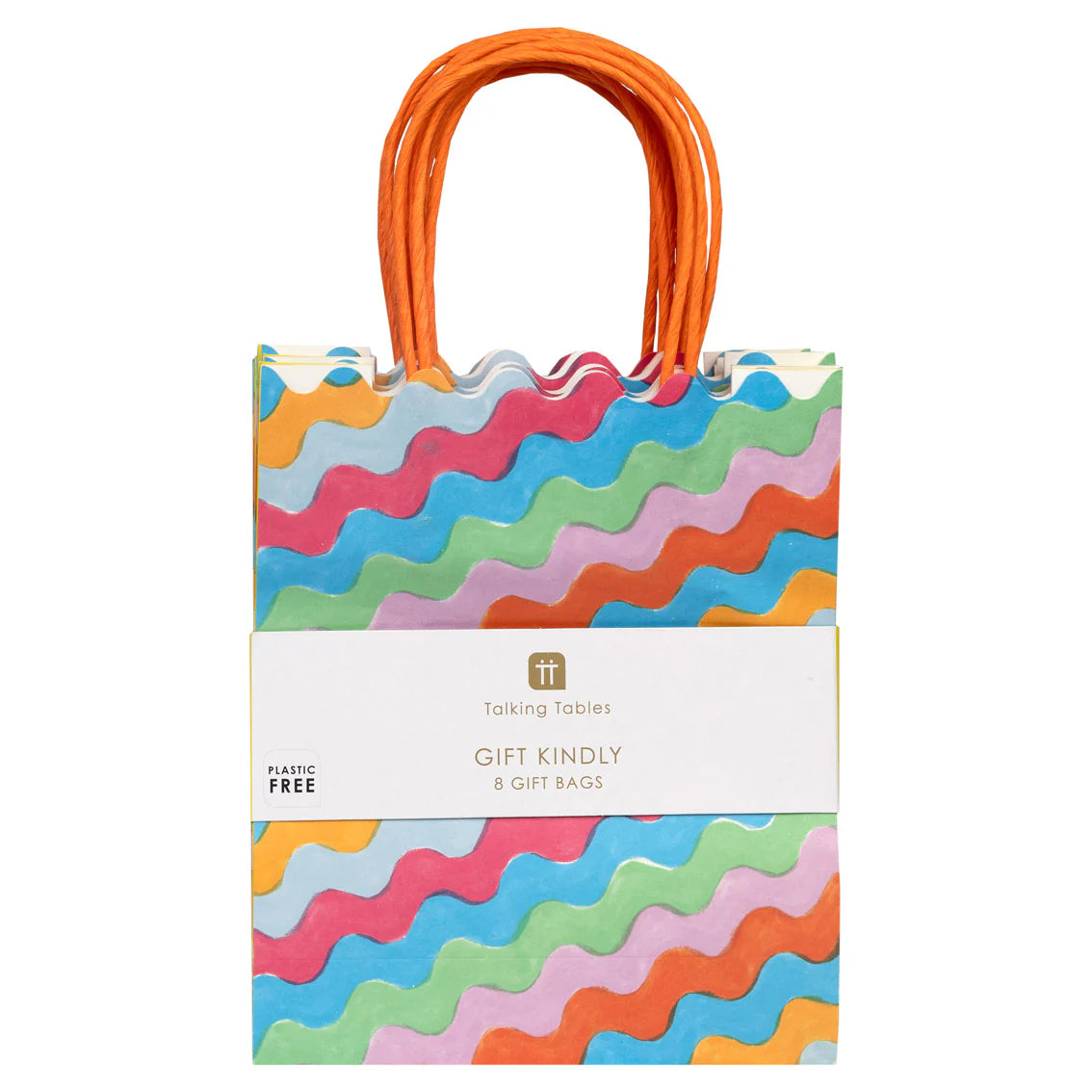 Vibrant Wavy Multi-Colored Reusable Shopping Bags - Pack of 8 | Eco-Friendly Grocery Totes for Shopping, Beach, Picnics & Travel