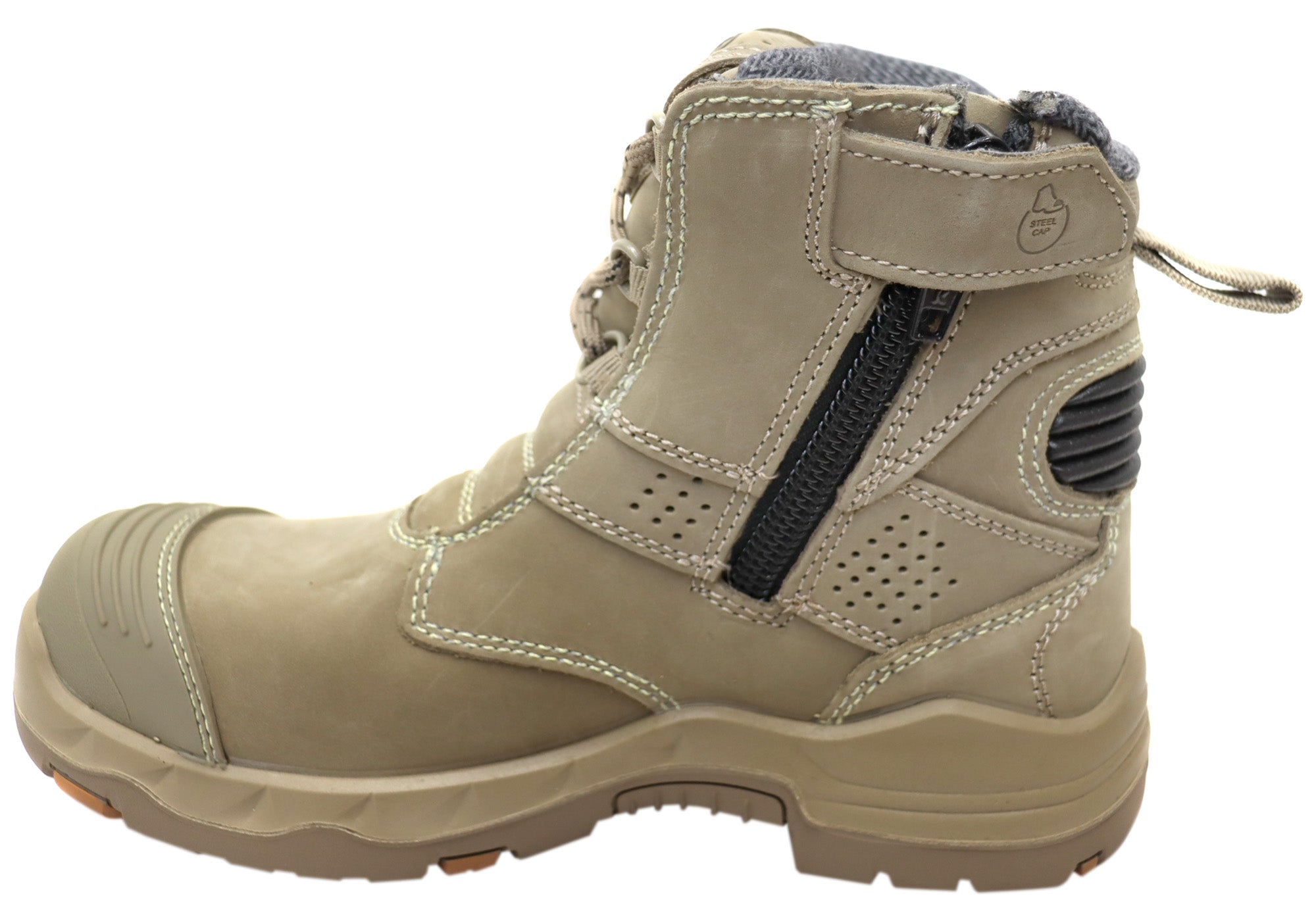 KingGee Men's Bennu Pro 6 Comfortable Leather Work Boots - Steel Toe, Slip Resistant, Waterproof Safety Shoes for Construction, Warehouse & Outdoor Work