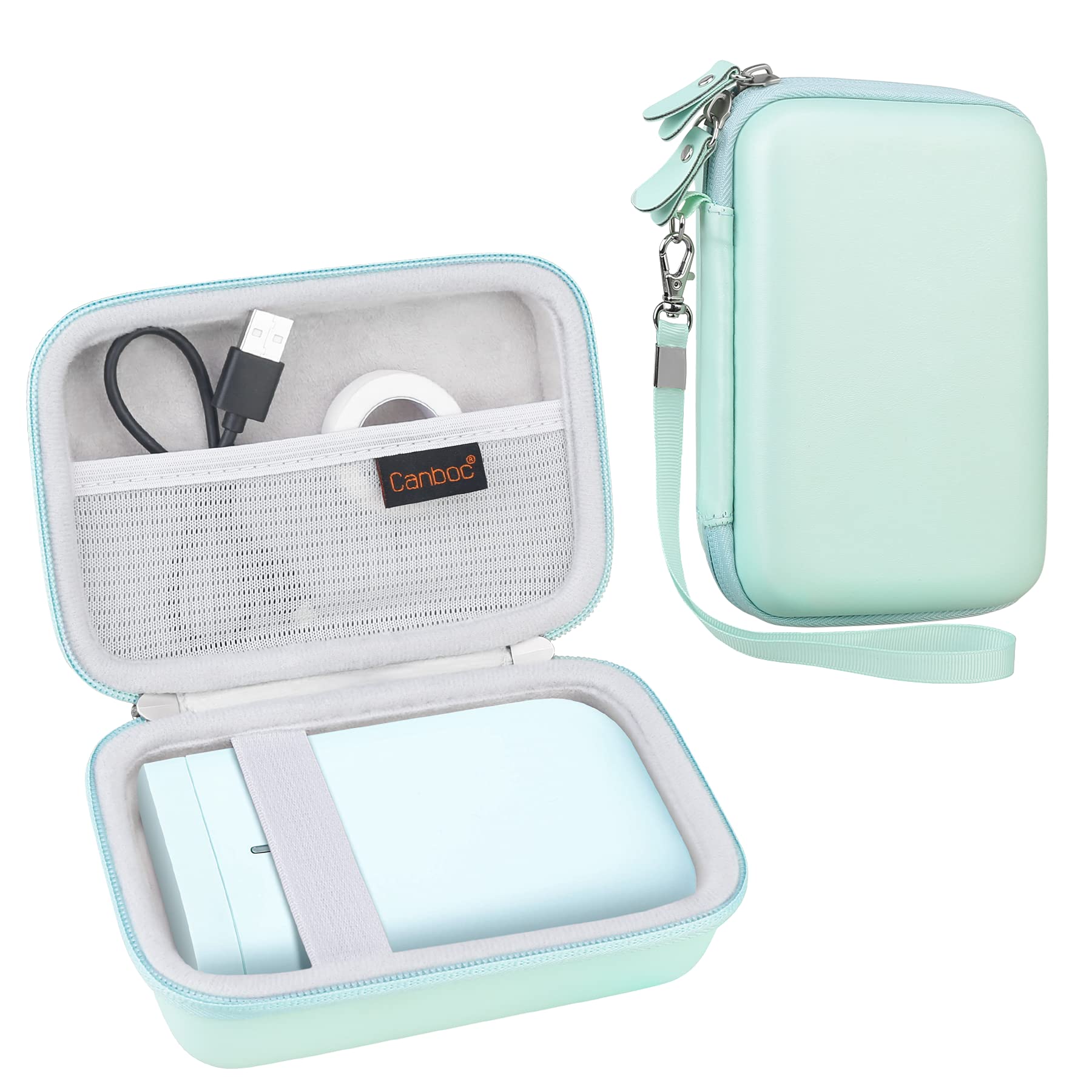 Canboc Durable Mesh Carrying Case for NIIMBOT D11 Bluetooth Label Printer - Portable Storage Pouch Fits NiiMbot D11 Label Tapes, USB Cable & Accessories (Mint Green) - Perfect for Office, Home & Travel Organization