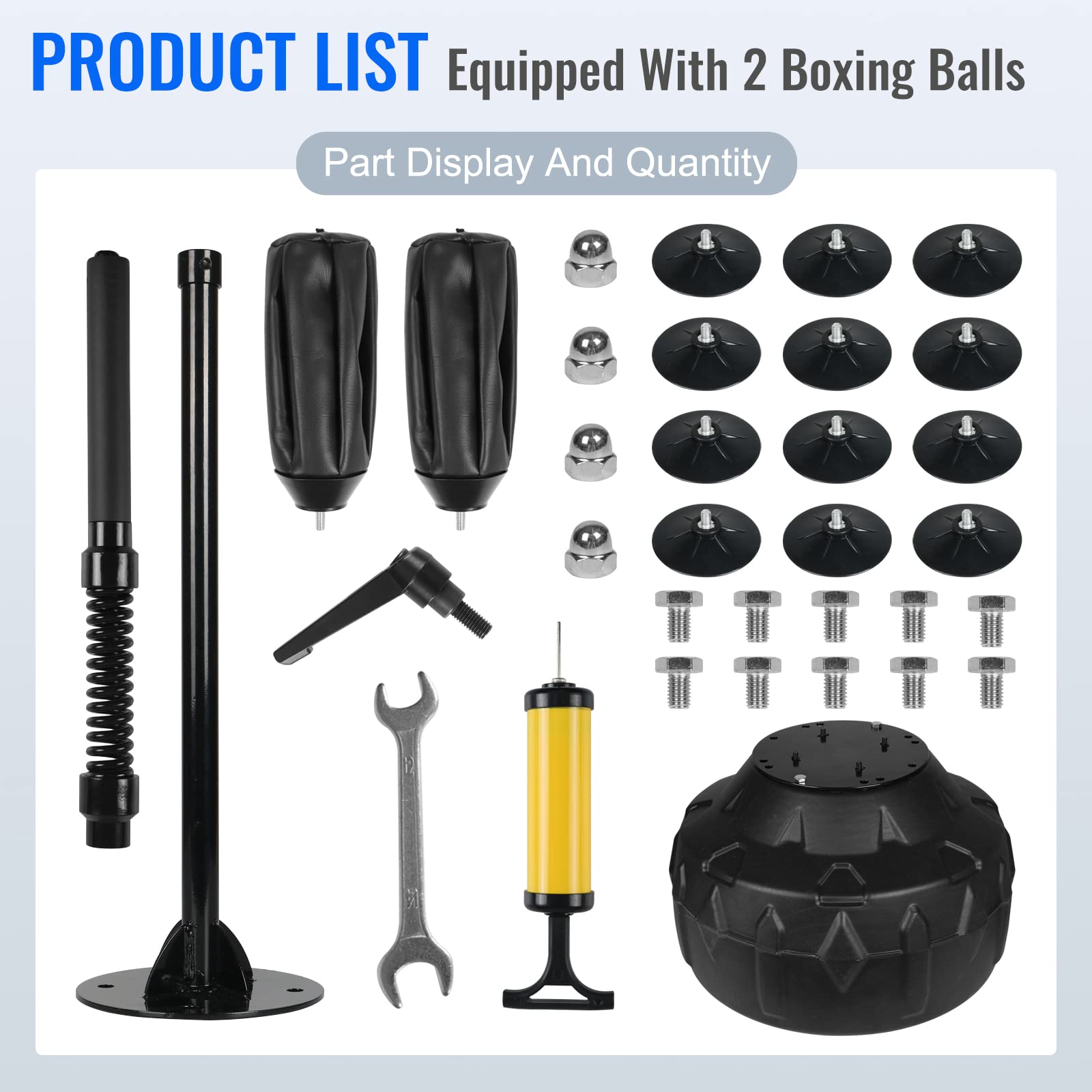 Reflex Speed Bag - Heavy Duty Free Standing Punching Bag with Adjustable Height & Reinforced Spring - Durable Stress Relief Boxing Equipment for Home Gym & Fitness Training - Perfect for Boxers, MMA Fighters & Cardio Workouts