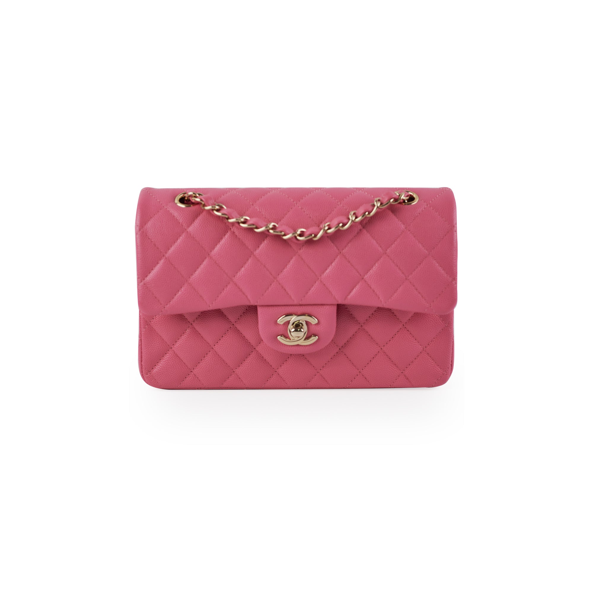 Chanel Quilted Caviar Classic Flap Small Pink Handbag - Luxury Designer Crossbody Bag for Women | Perfect for Date Nights, Parties & Special Occasions