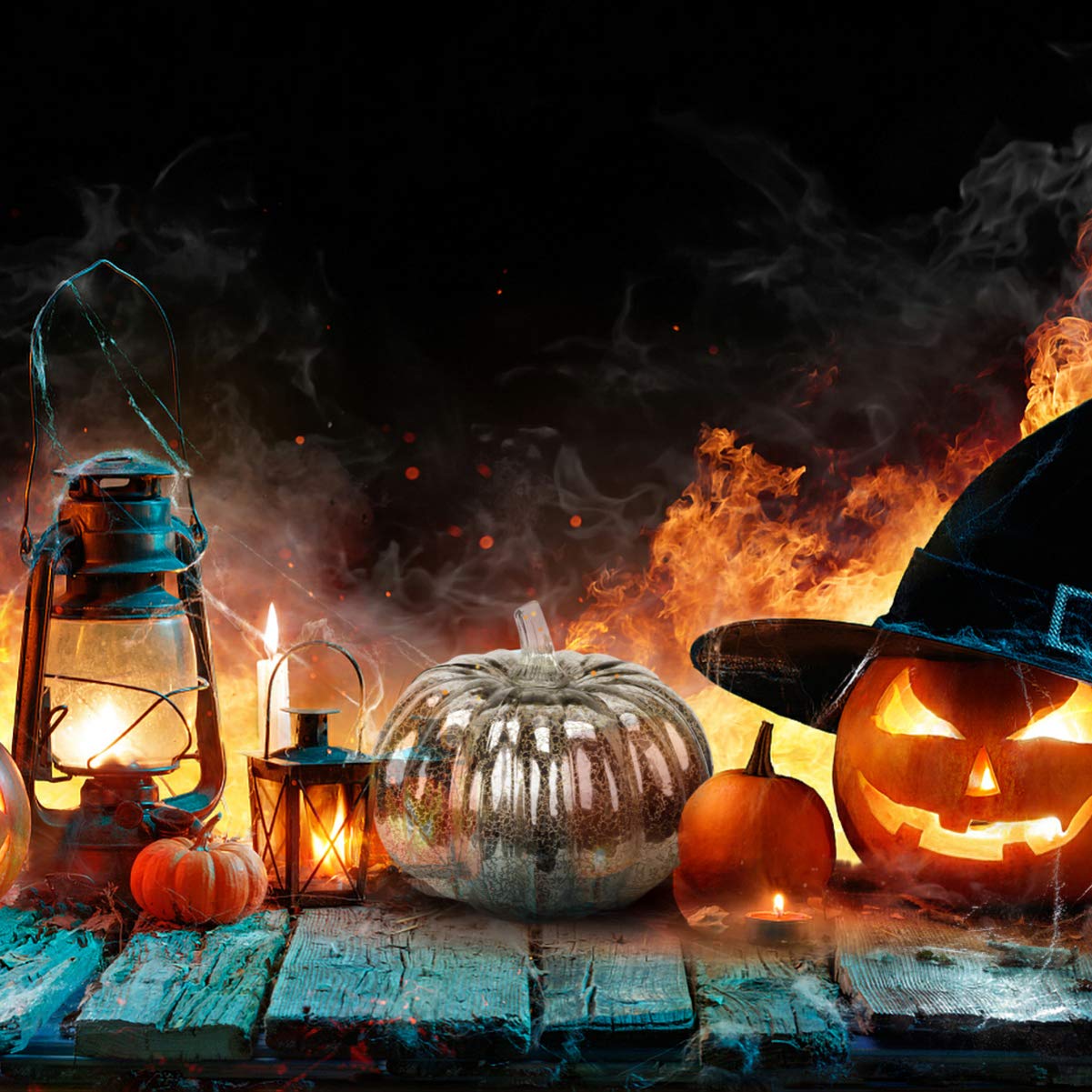 Silver Halloween Pumpkin LED Table Lamp - Glass Fall Decor for Home, Party & Office (Battery Not Included) | Perfect for Halloween Decorations, Thanksgiving Centerpiece & Cozy Autumn Ambiance