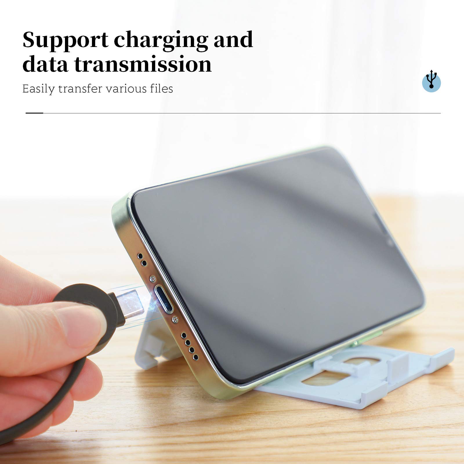USB-C to USB-A 2.0 Cable with Stand | Portable Charging for Phones & Tablets