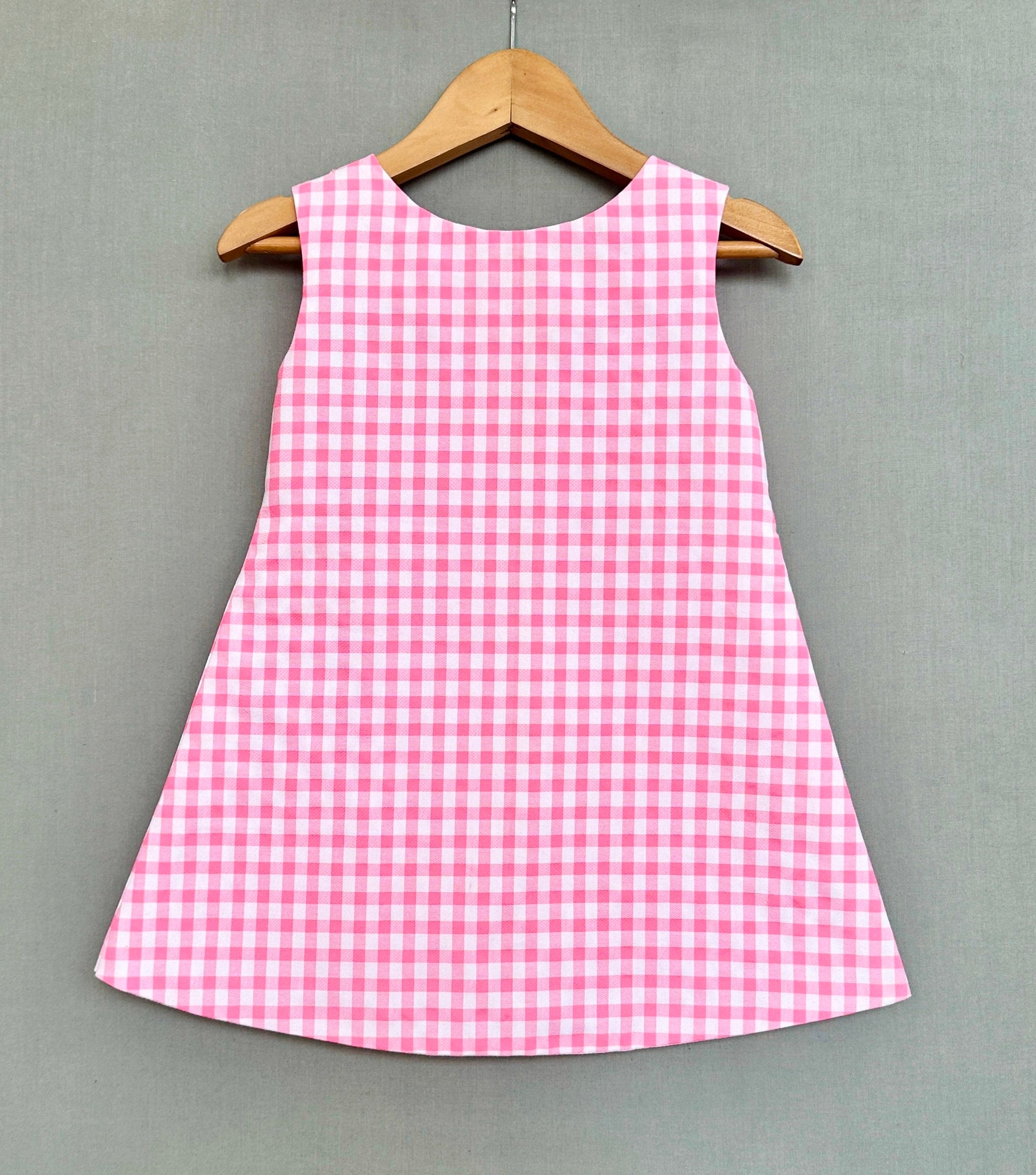 Pre Order: Stylish Gingham Check A-Line Dress with Elegant Applique Work - Perfect for Summer Outings, Parties, and Casual Wear