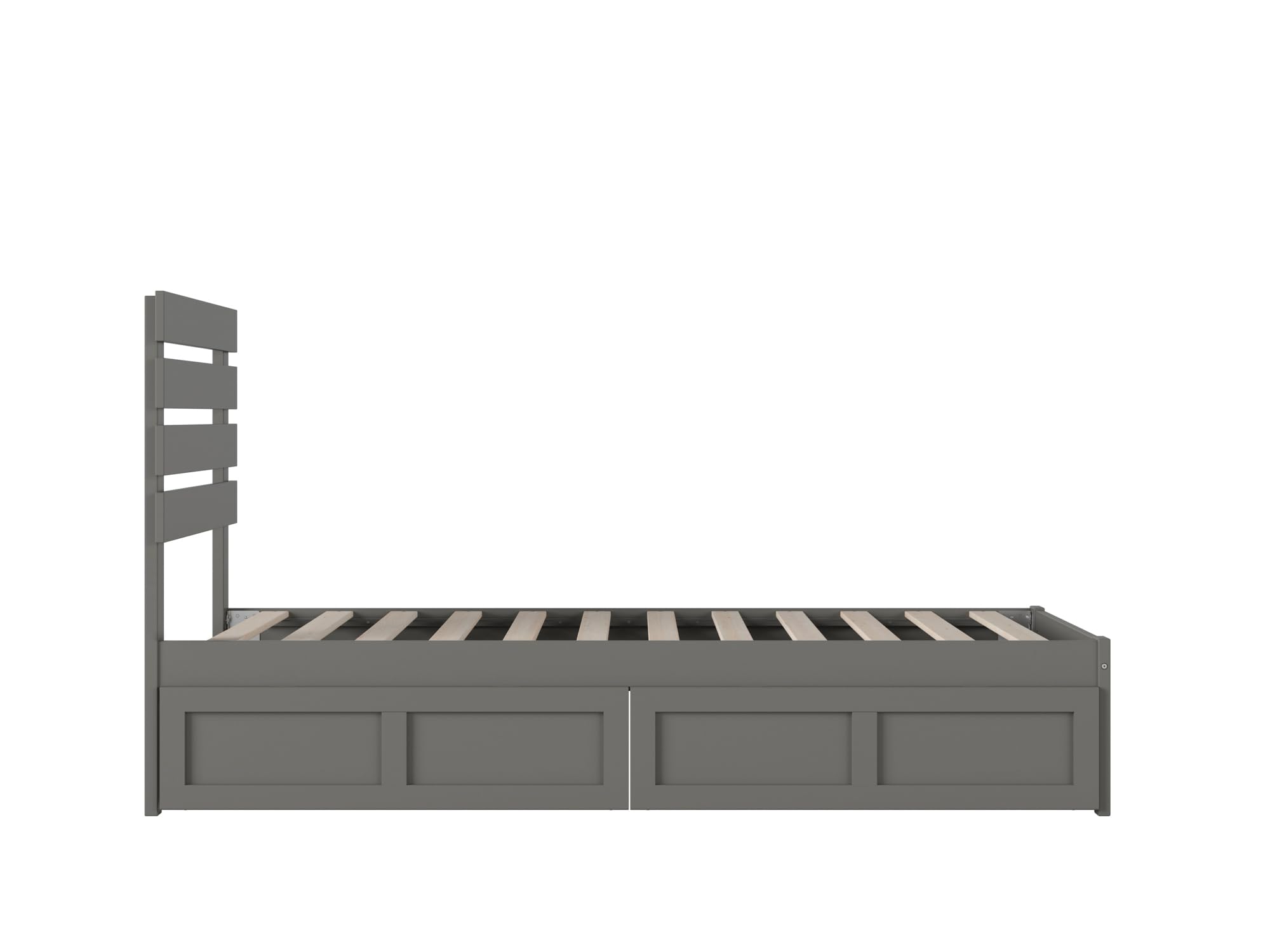 Atlantic Furniture Oxford Twin Bed with USB Turbo Charger & 2 Storage Drawers - Grey Modern Platform Bed for Small Spaces, Kids Room or Guest Bedroom