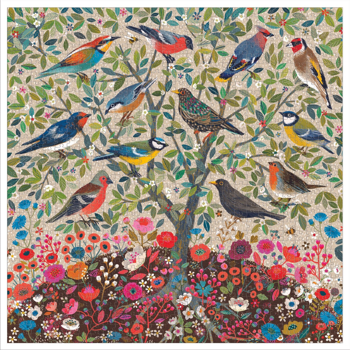 eeBoo 1000 Piece Songbirds Tree Jigsaw Puzzle - Beautiful Bird-Themed Puzzle for Adults & Teens - Perfect for Family Game Night & Relaxation