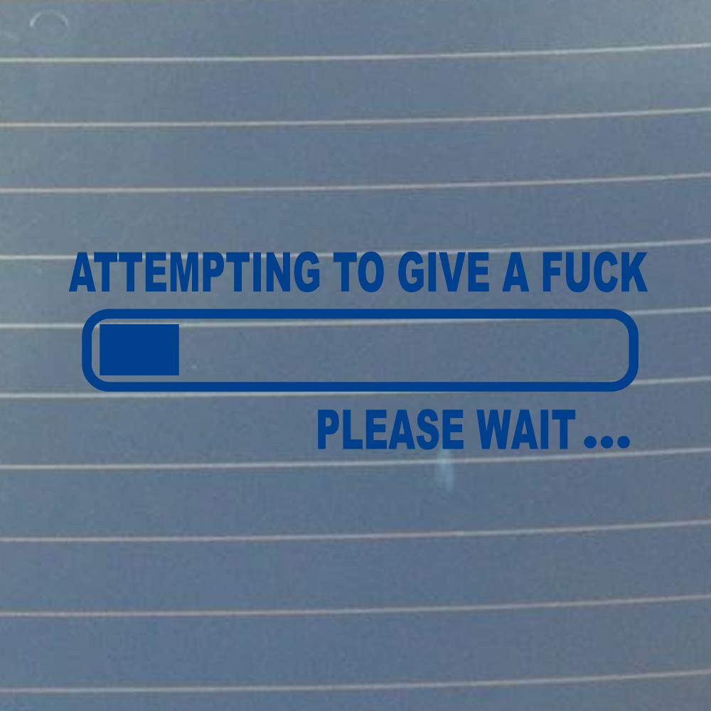10 Inch Blue Vinyl Decal - Funny Milk Mug Design with 'Attempting to Give A Fuck' Sarcastic Quote - Perfect for Laptop, Water Bottle & Car Window Decoration