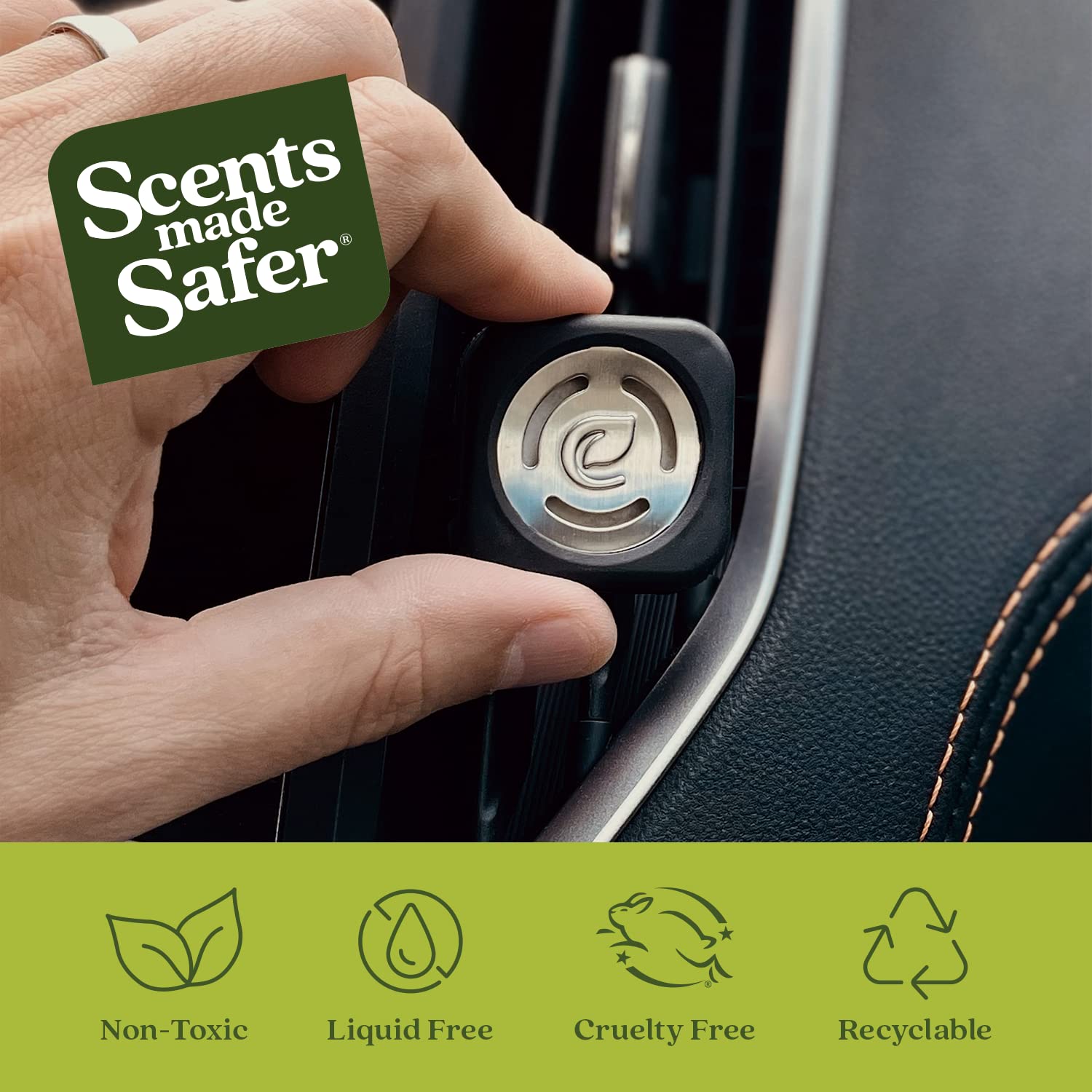 Enviroscent Non-Toxic Car Air Freshener - Lemon Leaf & Thyme Scent with Essential Oils | Long-Lasting 30+ Days Fragrance | Includes 1 Refillable Vent Clip & 1 Scent Refill | Perfect for Cars, Trucks & SUVs | Eliminates Odors & Freshens Air Naturally