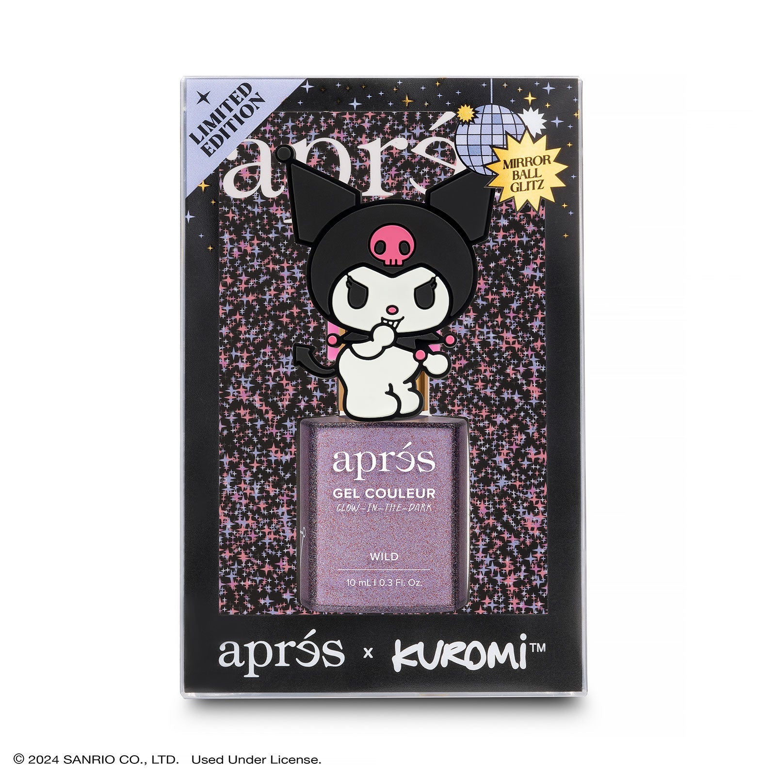 Apres Kuromi Flash Glitter Gel Polish - Wild Color Nail Art Gel for Salon & Home Manicure - Perfect for Halloween, Cosplay, and Party Nails