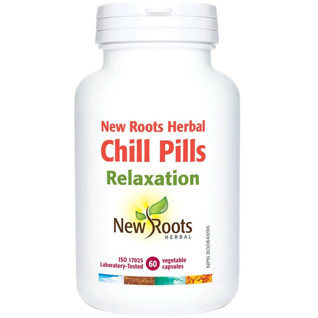 New Roots Chill Pills 60 Veggie Caps - Natural Stress Relief & Anxiety Support Supplement for Relaxation, Vegan Capsules - Perfect for Work Stress, Travel Anxiety & Daily Calm