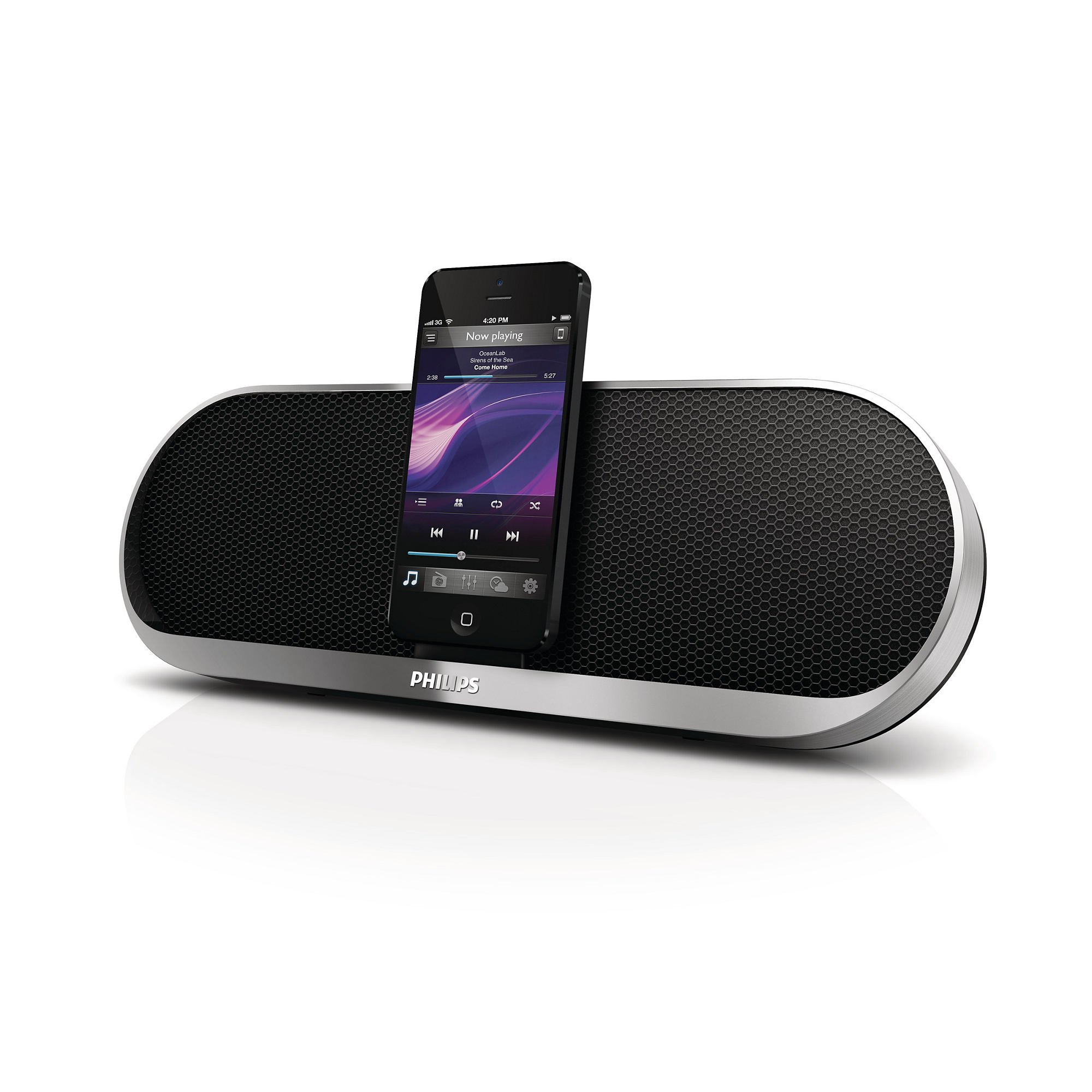 Philips Bluetooth Speaker with Lightning Dock - Portable Wireless Speaker for iPhone, Silver | Perfect for Home, Office, and Outdoor Use