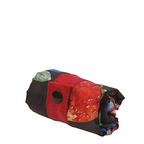 LOQI Juicy Strawberries Reusable Shopping Bag - Eco-Friendly Foldable Grocery Tote with Vibrant Strawberry Print - Perfect for Grocery Shopping, Farmers Market & Travel