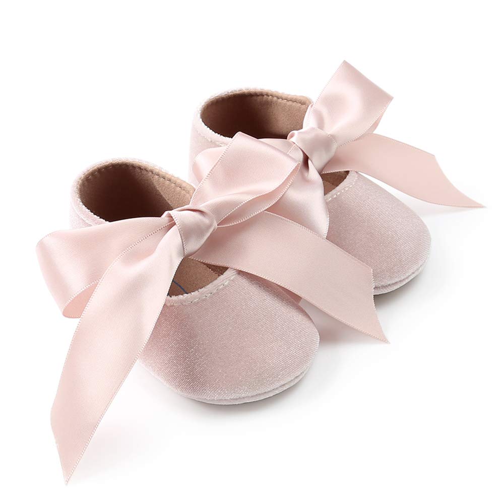 Baby Girls Mary Jane Flats - Anti-Slip Rubber Sole Bow Dress Shoes for Toddlers | Princess Style First Walkers for Special Occasions & Everyday Wear