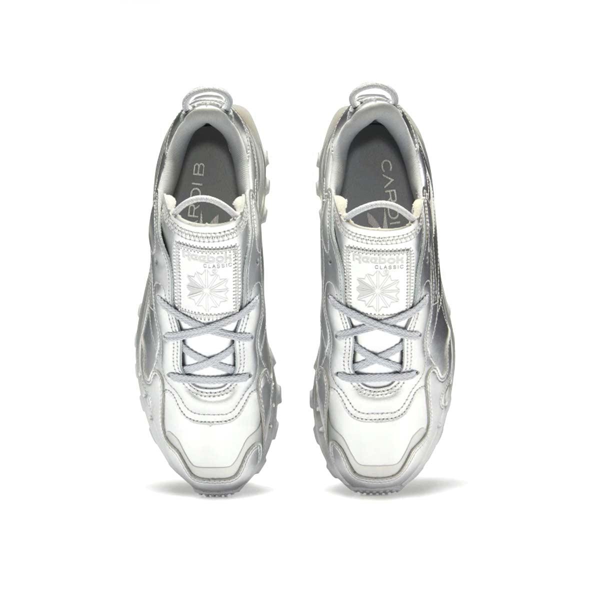Cardi B Women's Classic Leather Sneakers in Silver - Stylish & Comfortable for Casual Wear, Parties & Everyday Fashion