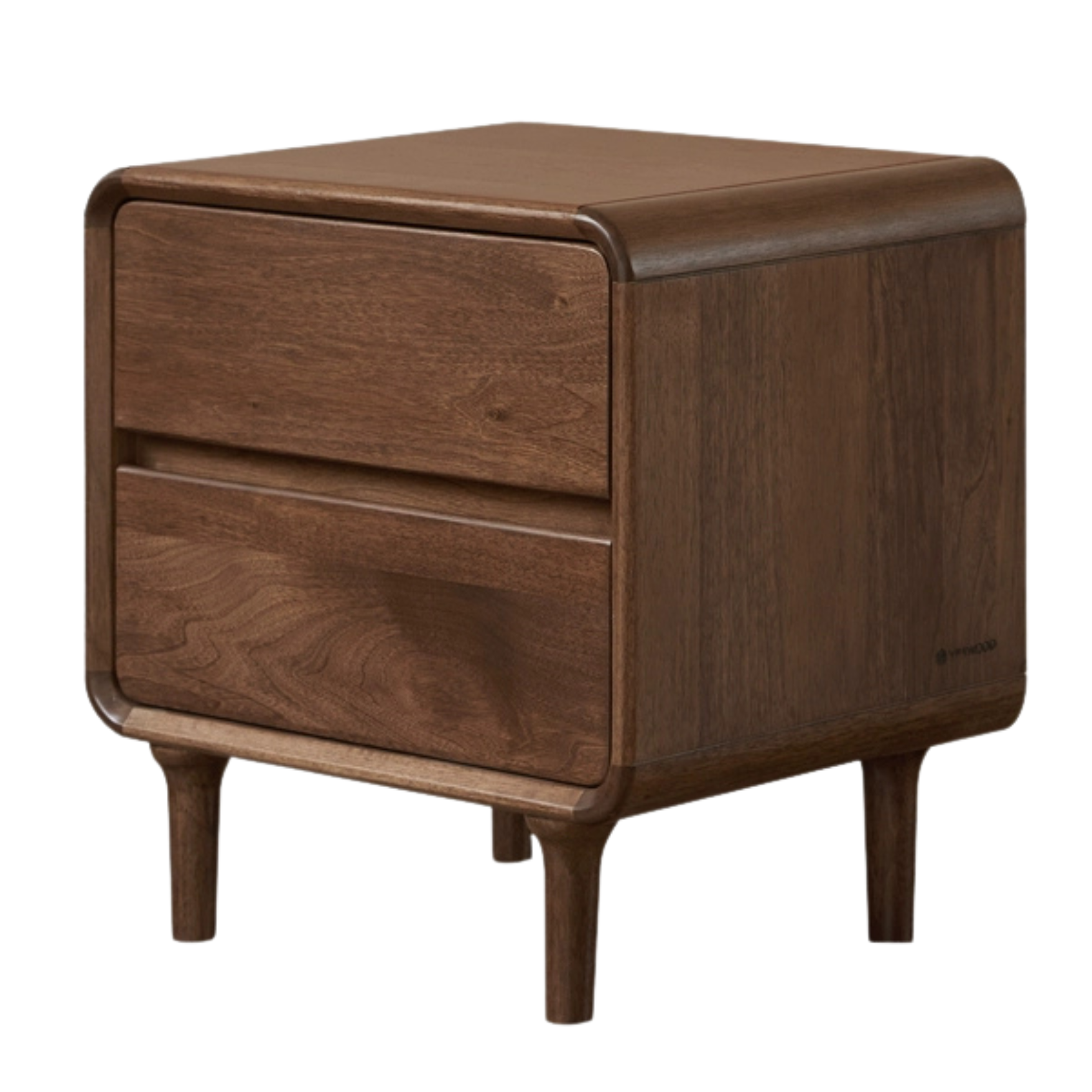 Black Walnut Solid Wood Minimalist Nightstand - Modern Bedside Table with Drawer for Bedroom, Living Room & Office - Durable & Stylish Storage Solution