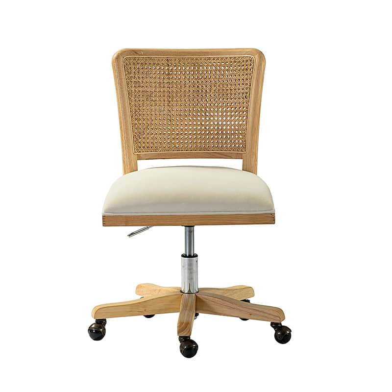 Blanca Cane Task Vanity Table Chair - Elegant White Accent Chair for Dressing Room, Bedroom, or Makeup Station - Perfect for Vanity, Desk, or Lounge Area