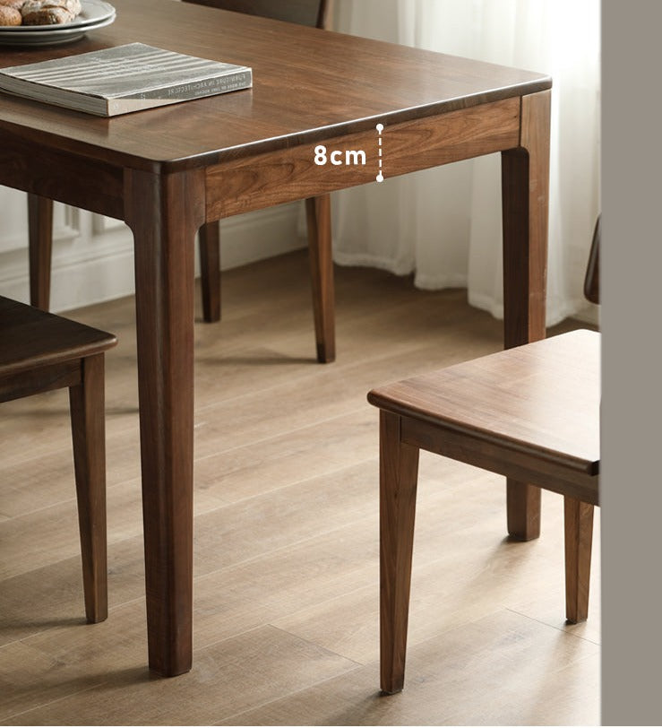 Premium Black Walnut Solid Wood Rectangular Dining Table - 6-Seater Rustic Farmhouse Style for Dining Room & Kitchen | Handcrafted Eco-Friendly Furniture