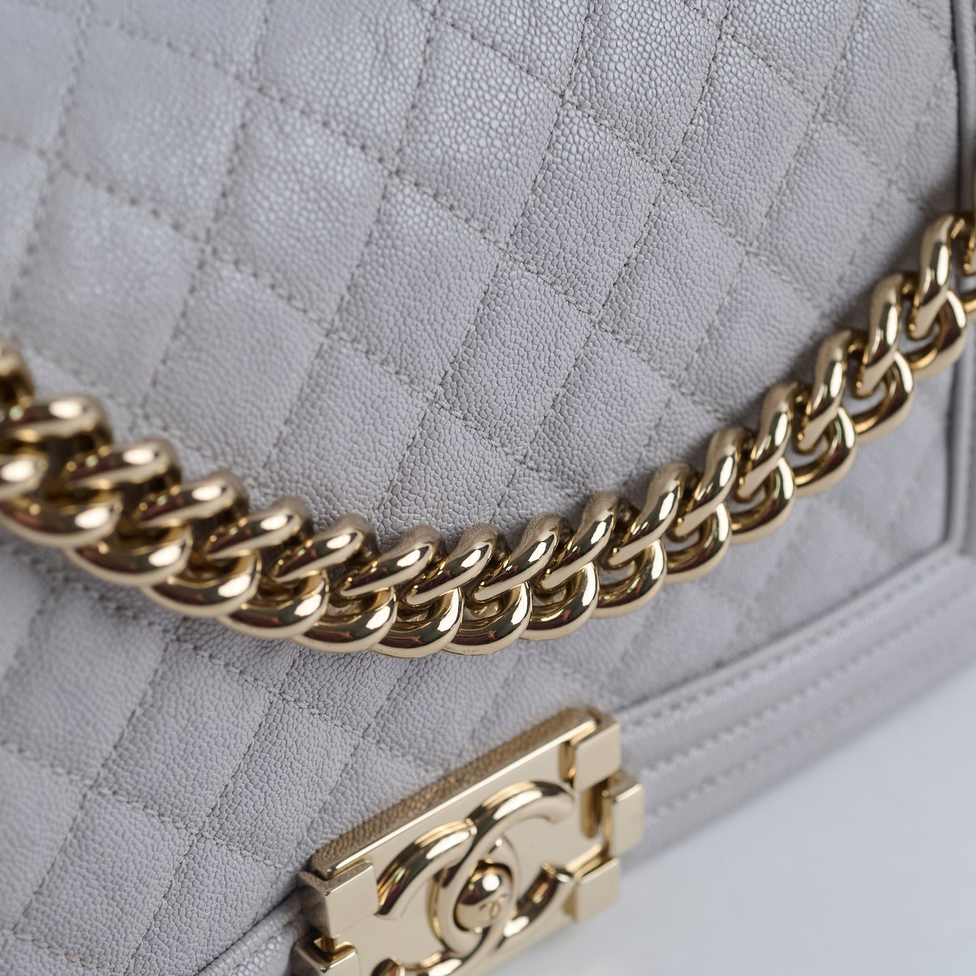 Chanel Boy Bag Old Medium Grey Caviar Leather Crossbody Bag - Luxury Designer Handbag for Women, Perfect for Parties, Dating & Daily Use