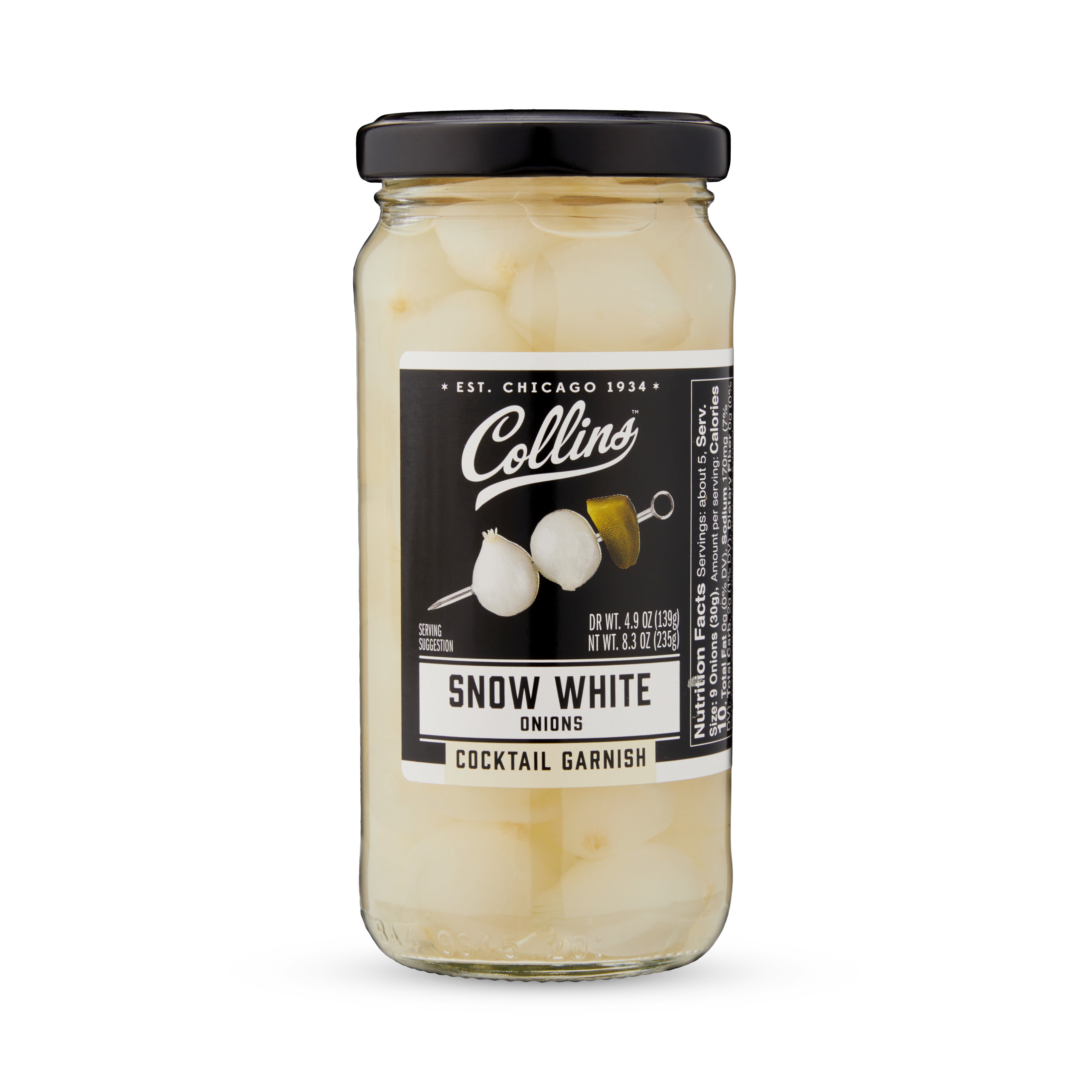 Snow White Cocktail Onions 8 oz - Premium Pickled Pearl Onions for Martinis, Bloody Mary & Cocktail Garnish - Perfect for Home Bars & Party Drink Decorations