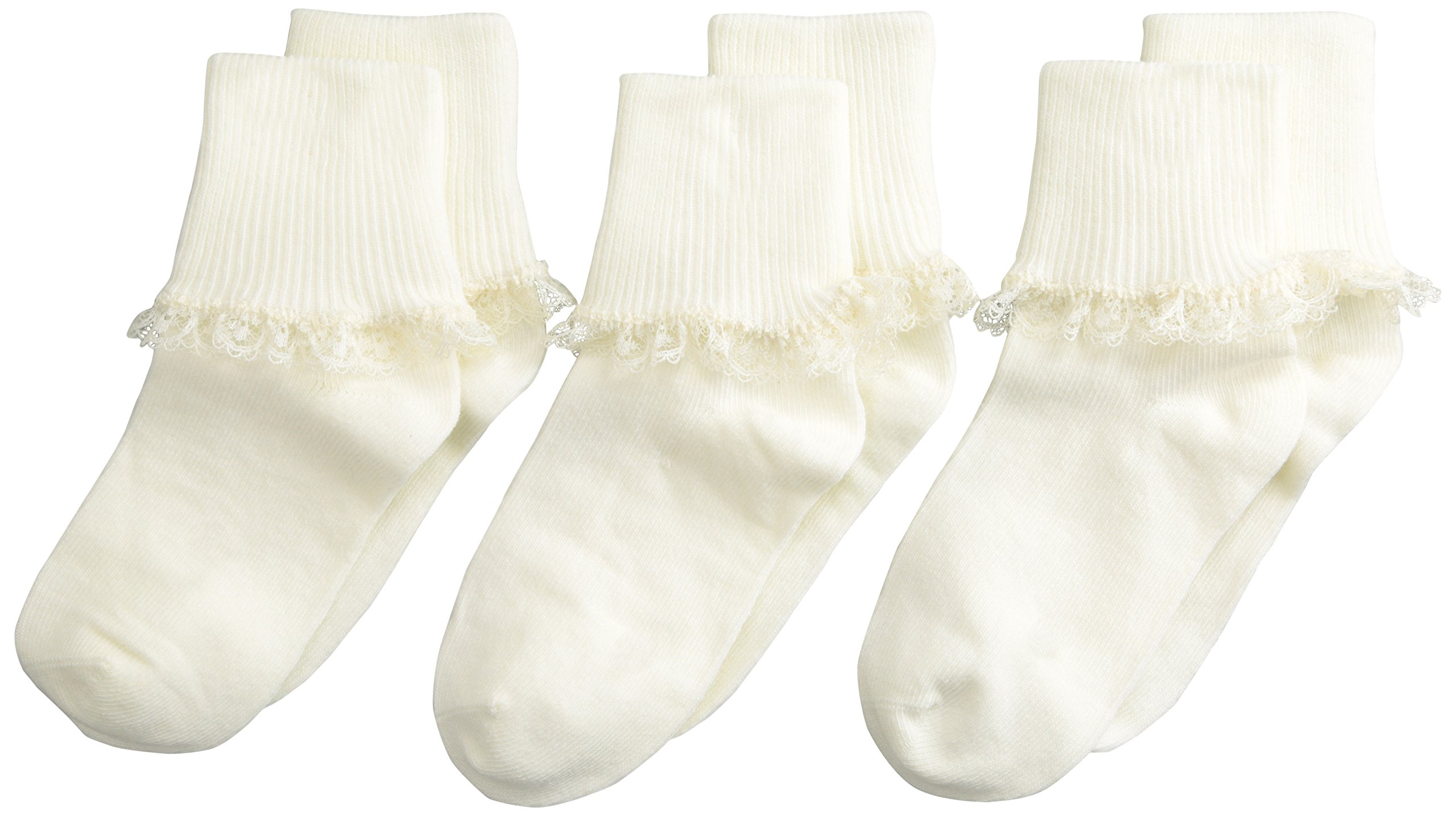 Jefferies Girls' Lace Ankle Socks 3-Pack - Soft Breathable Cotton Socks for School, Dance & Everyday Wear (Toddler to Big Kid Sizes)