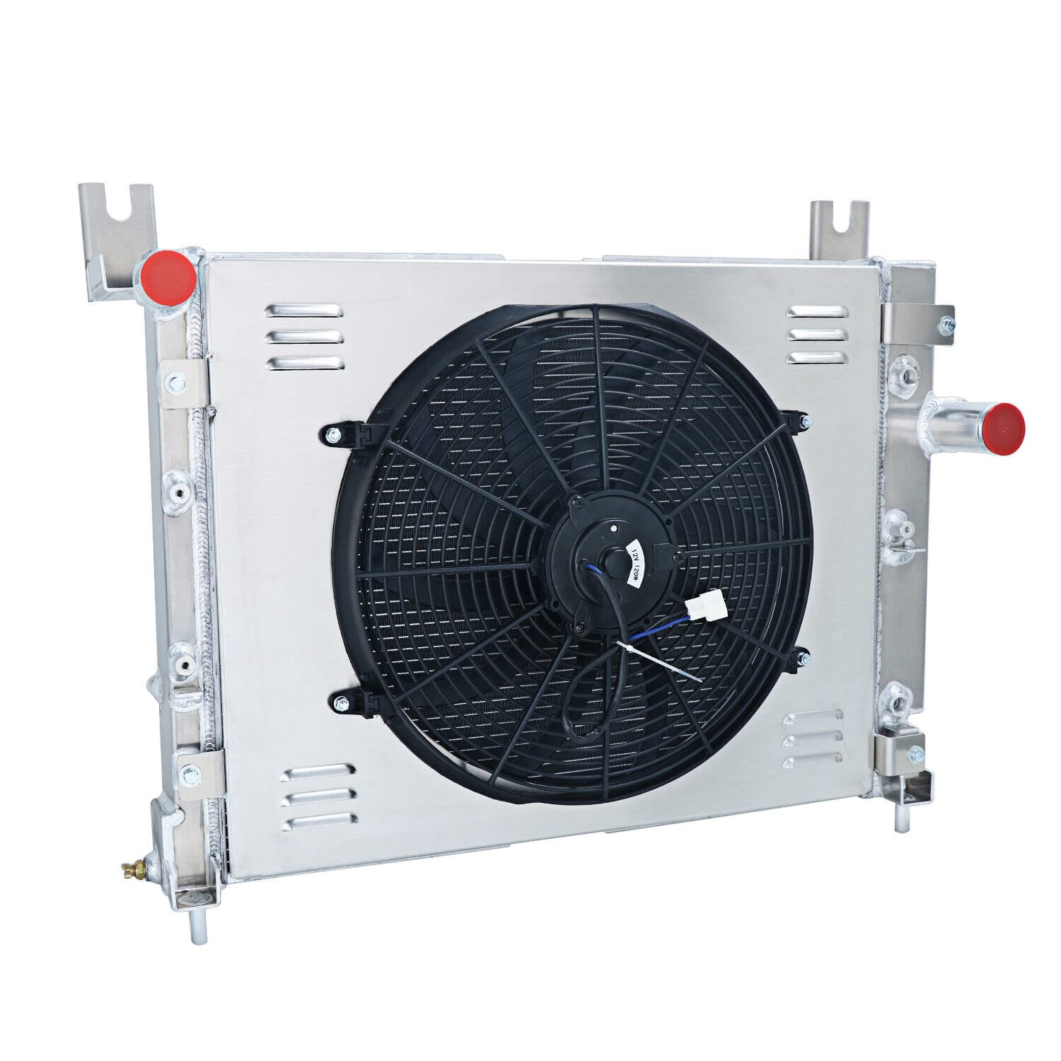 High-Performance Direct Cooling Radiator Fan Shroud Combo for 2000-2004 Dodge Dakota & Durango 2.5L 3.7L 3.9L 4.7L 5.9L - All Aluminum 3-Row Upgrade - Perfect for Off-Roading & Heavy-Duty Towing