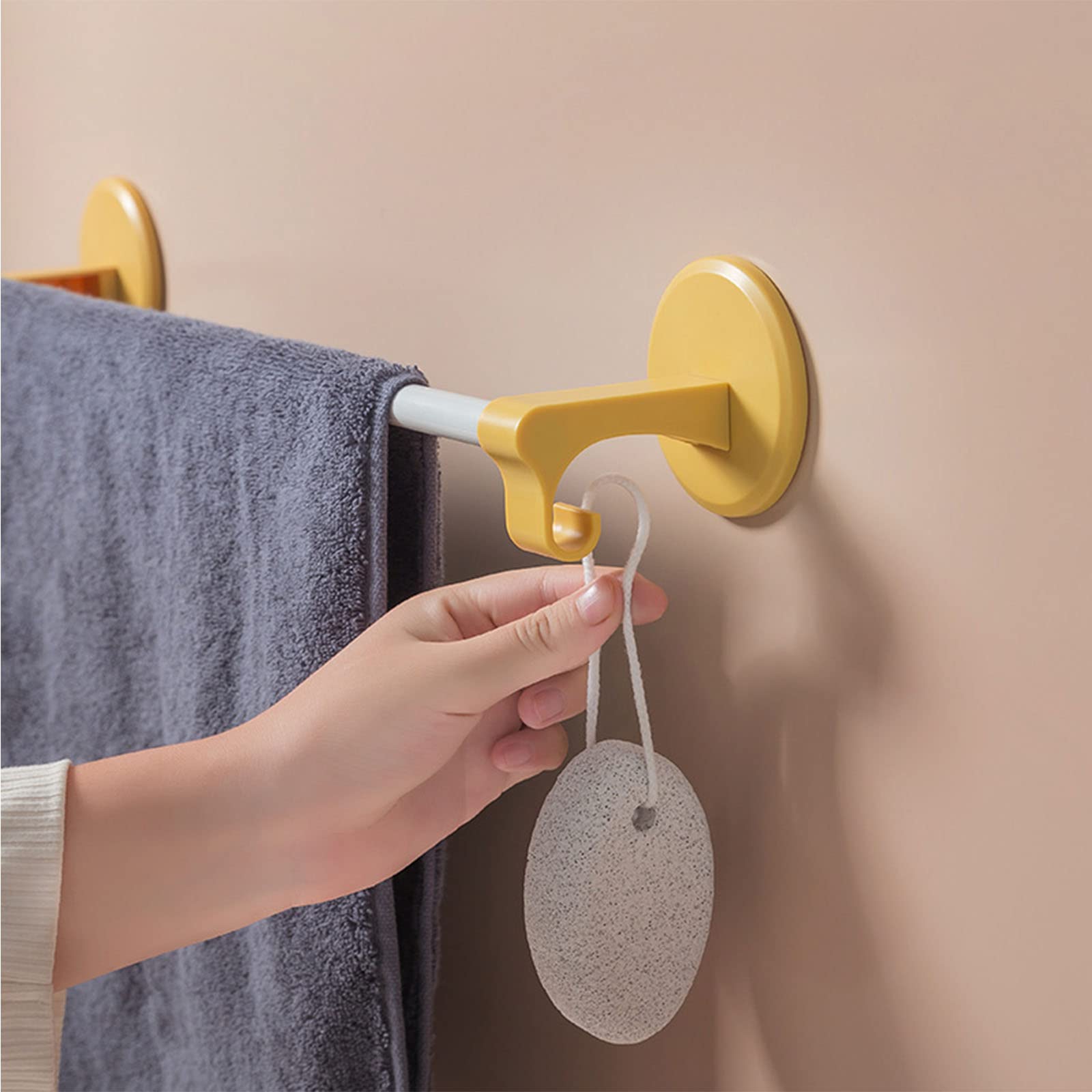 18 Inch White Wall Mounted Towel Bar for Bathroom - Heavy Duty Adhesive Towel Rack with Toilet Paper Holder & Slipper Storage - Perfect for Small Bathrooms, Apartments and RVs