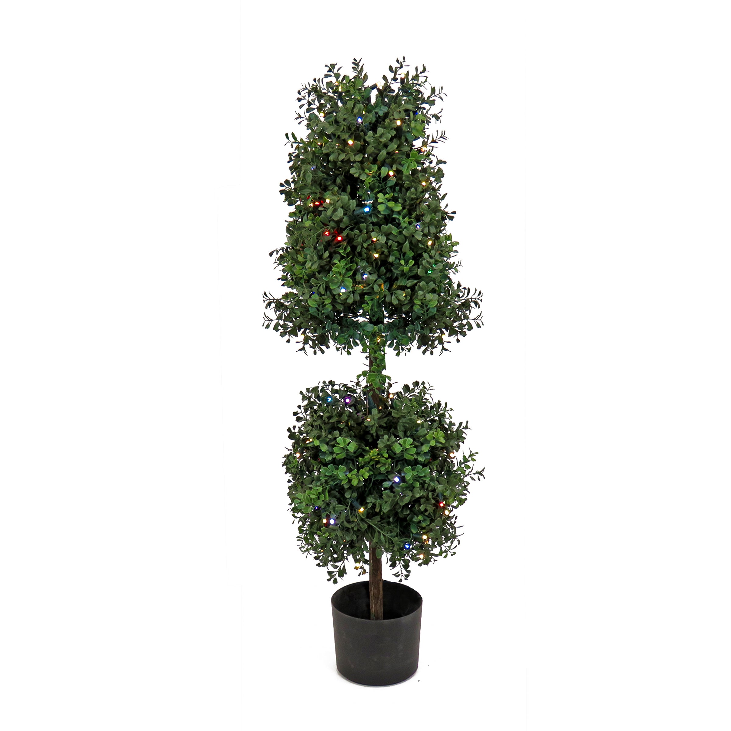 4 ft. Pre-Lit Artificial Boxwood Cone and Ball Topiary with Multi-Function LED Lights - Perfect for Indoor/Outdoor Holiday, Wedding, and Home Decor