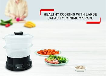 Tefal VC139865 2-Tier Mini Compact Steam Cooker – Healthy Cooking for Vegetables, Rice & Seafood | Perfect for Small Kitchens & Quick Meals