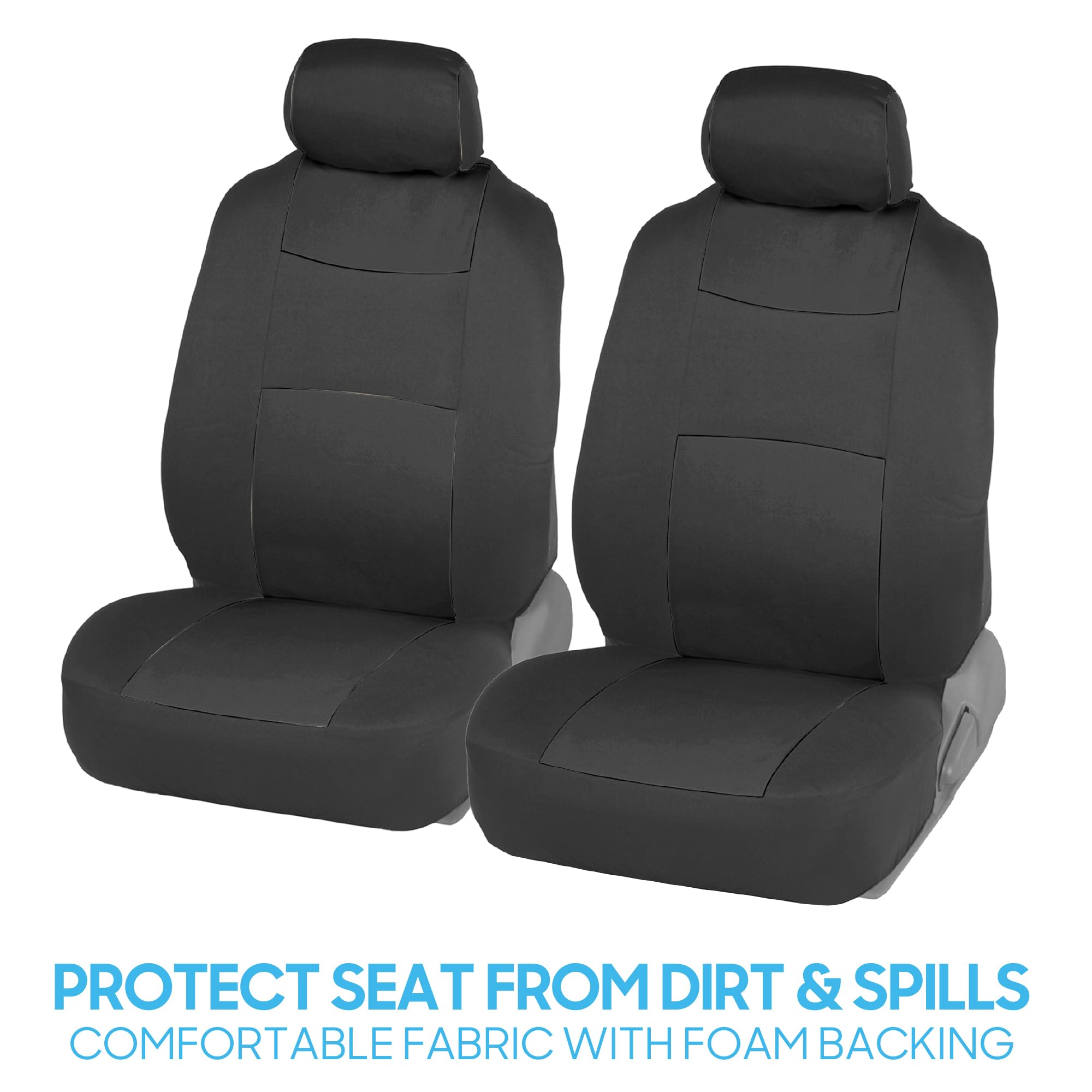 BDK PolyPro Car Seat Covers Full Set - Charcoal Front & Rear Split Bench Seat Covers for Cars, Trucks, Vans & SUVs | Easy Installation | Perfect for Road Trips, Daily Commute & Pet Protection