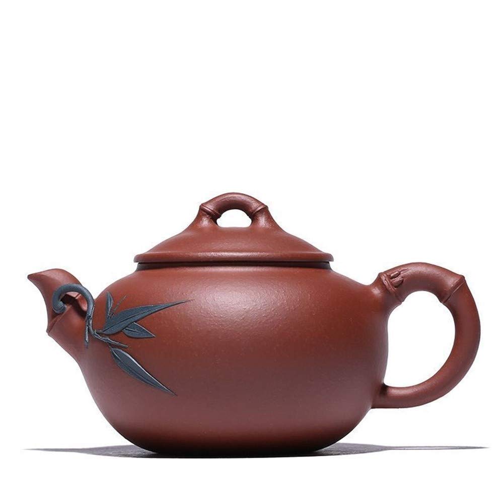 Antique Cast Iron Teapot with Bamboo Handle - Handcrafted Clear Cement Japanese Style Teapot for Loose Leaf Tea Brewing - Perfect for Home, Office, Tea Ceremony & Gift Giving