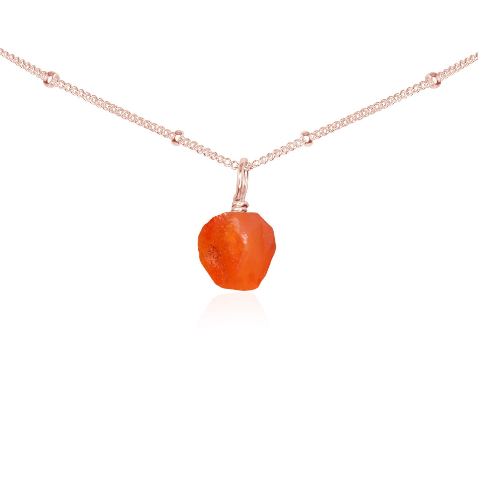Natural Tiny Rough Carnelian Gemstone Pendant Choker Necklace for Women - Healing Crystal Jewelry for Energy, Protection & Spiritual Balance | Perfect for Meditation, Yoga & Everyday Wear