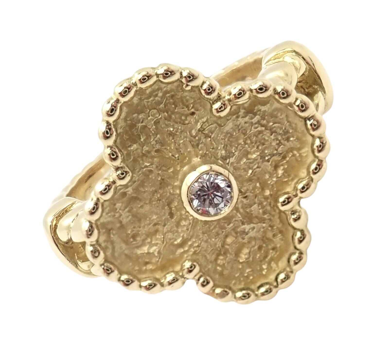 Authentic Van Cleef & Arpels Vintage Alhambra 18k Yellow Gold Diamond Ring 4.75 - Luxury Jewelry for Women, Perfect for Weddings, Anniversaries & Special Occasions