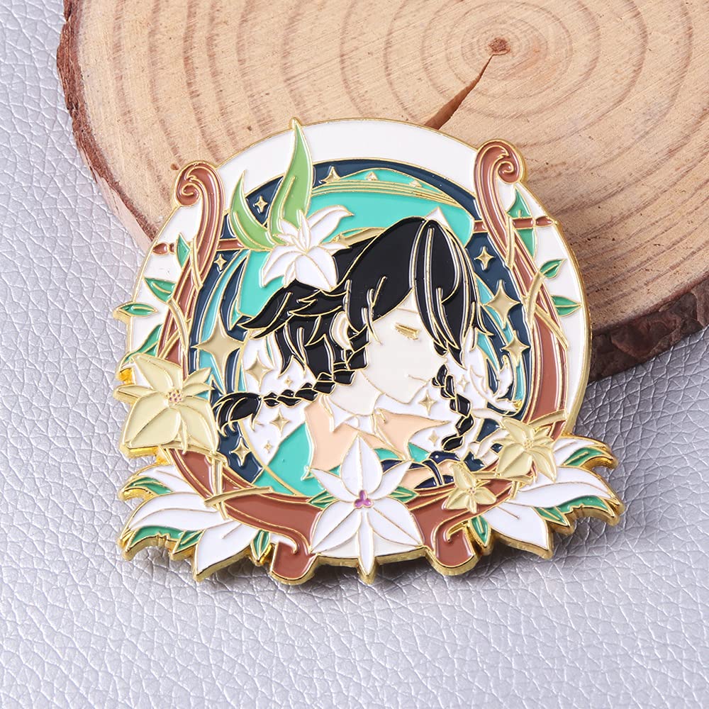 Genshin Impact Hu Tao Enamel Brooch Pin - Anime Cosplay Lapel Pin for Fans - Perfect Gift for Women & Girls - Great for Conventions, Cosplay & Collectors