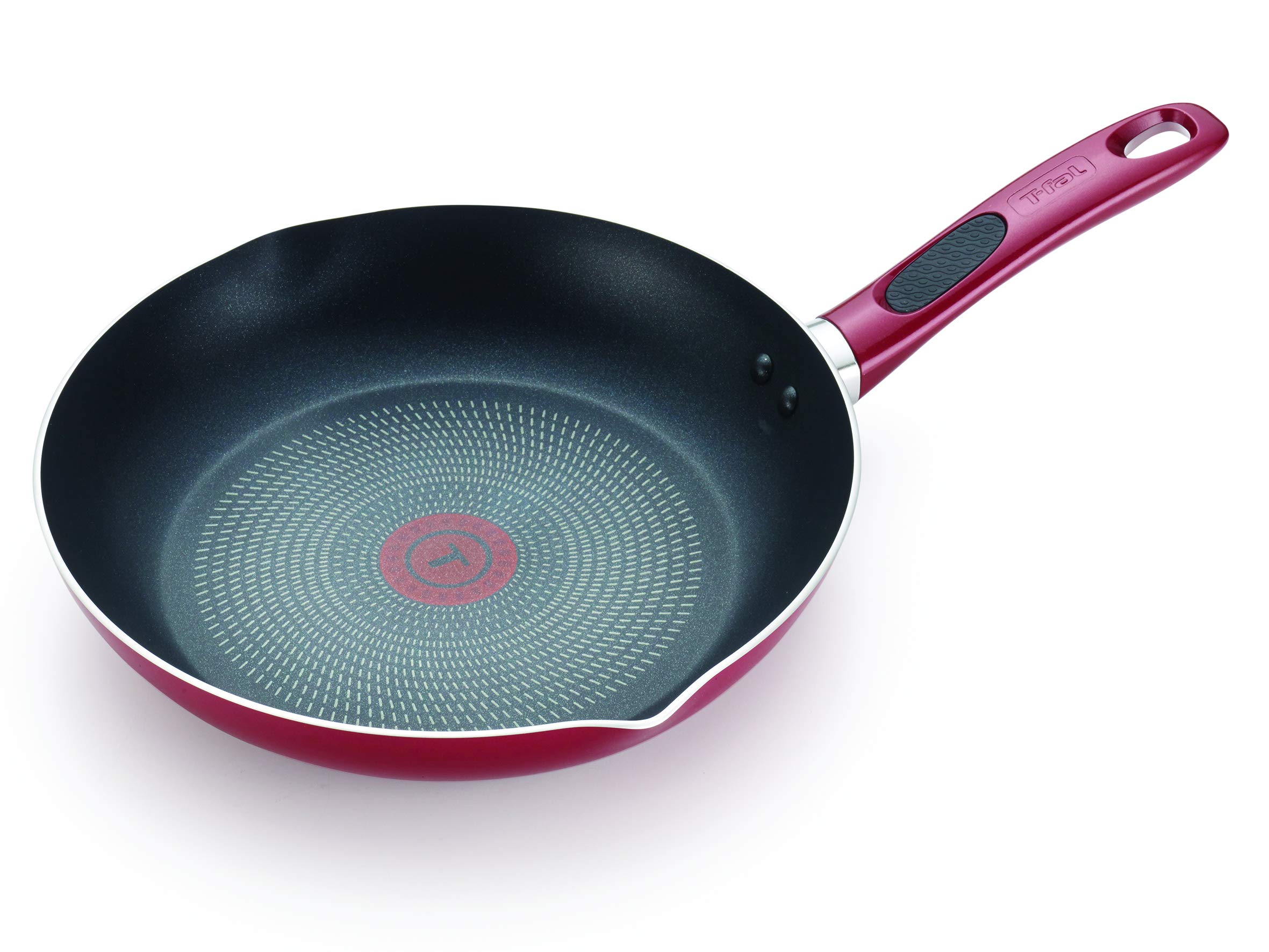 T-fal B03907 Excite ProGlide Nonstick Fry Pan 12-Inch with Thermo-Spot Heat Indicator - Dishwasher & Oven Safe Cookware, Red - Perfect for Sautéing, Frying & Baking at Home